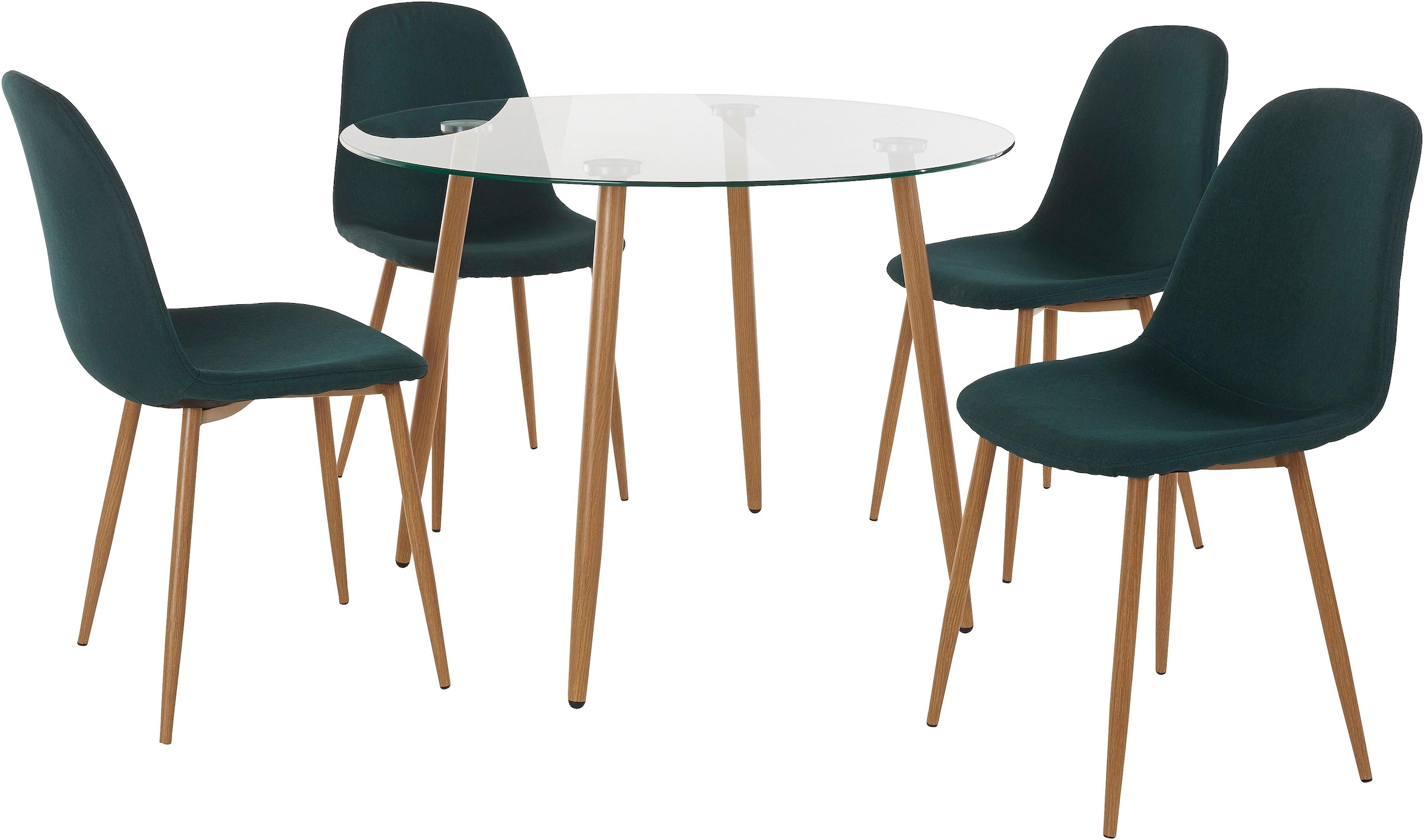 INOSIGN Essgruppe »Miller«, 4 kaufen 5 mit Stühlen Glastisch tlg.), (Webstoff) (Set, bequem