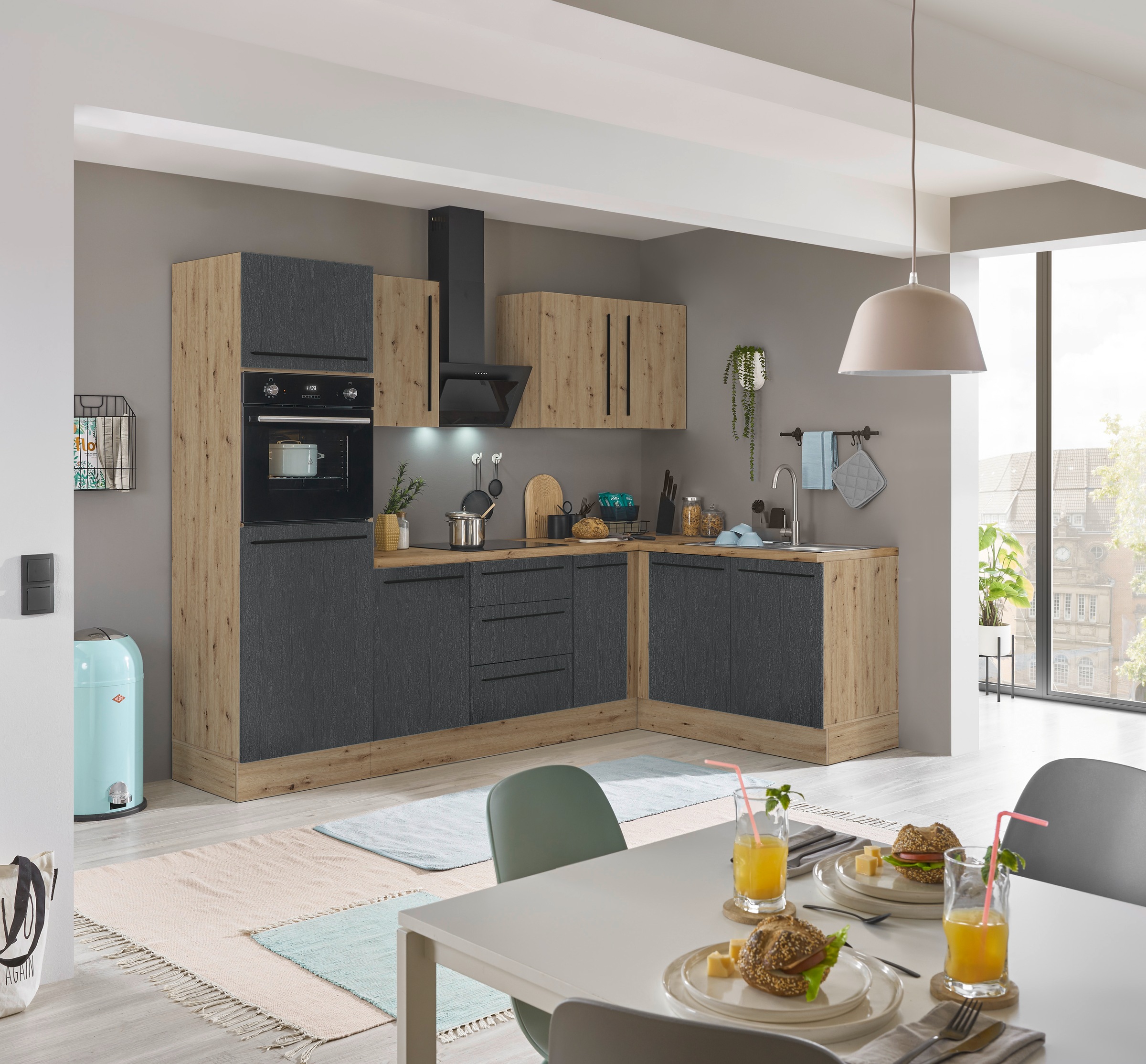KOCHSTATION Winkelküche »Florida, Stellbreite 270x165 cm«, wahlweise mit E-Geräten, mit Softclose für Türen und Schubkästen