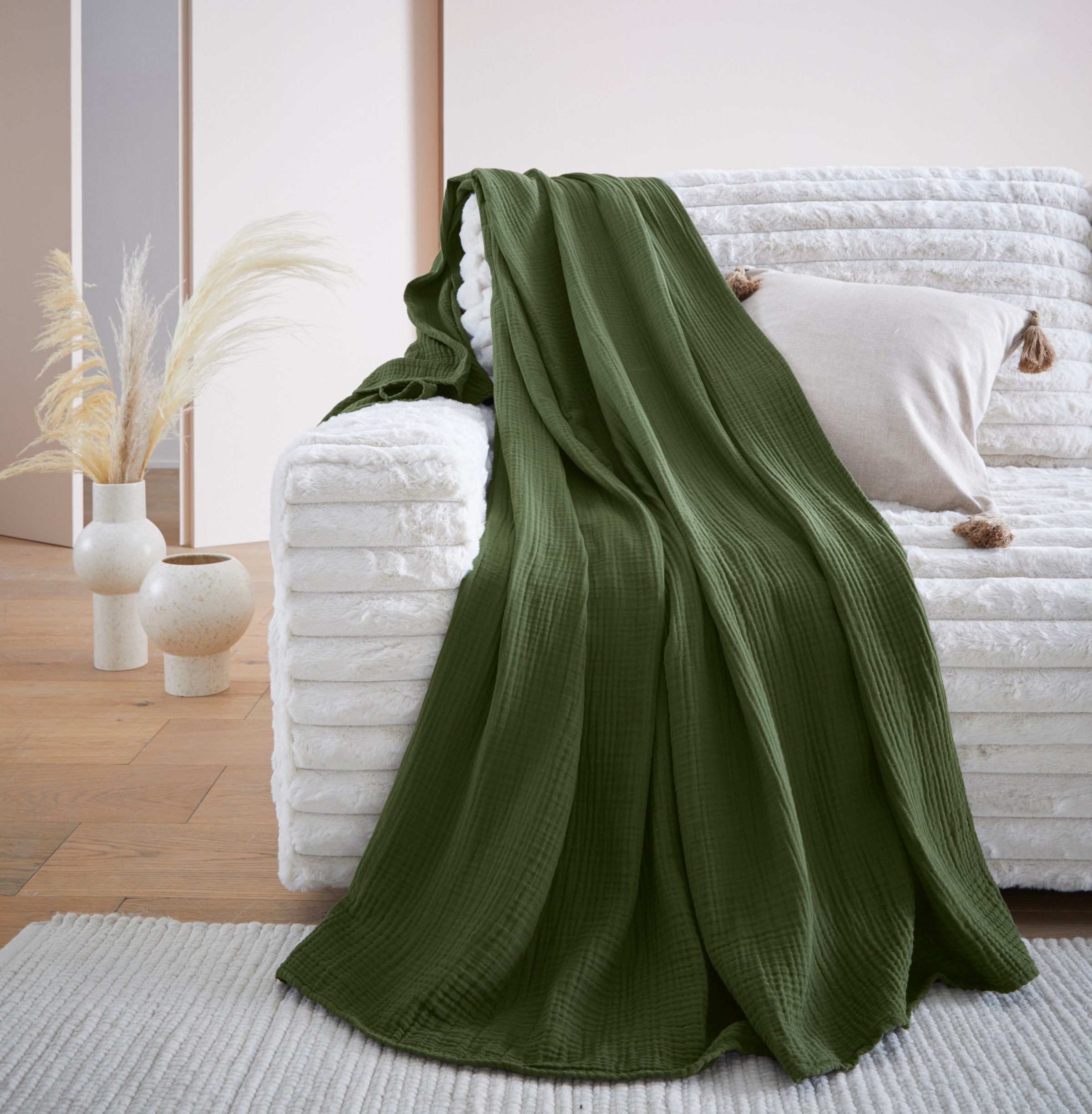 LeGer Home by Lena Gercke Wohndecke »HEVIN«, Tagesdecke im Baumwoll-Crinkle-Effekt, Musselin, Kuscheldecke