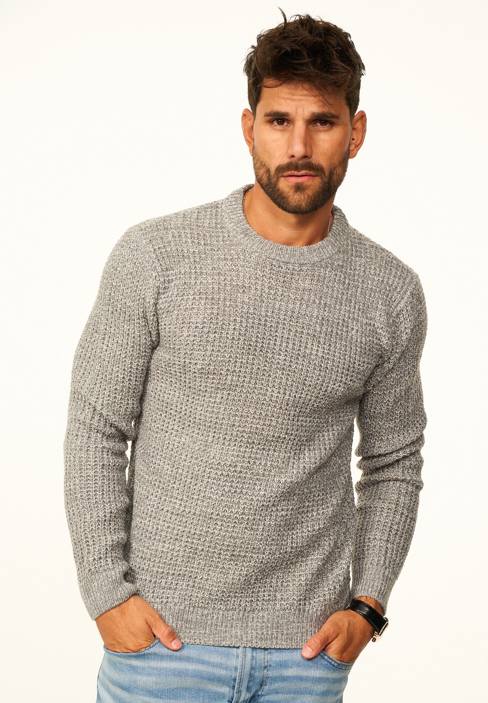 SOULSTAR Stillpullover »als Grobstrick Crew Neck Pulli für Herren« Männer Winterpullover als Rundhalspullover - Regular-Fit