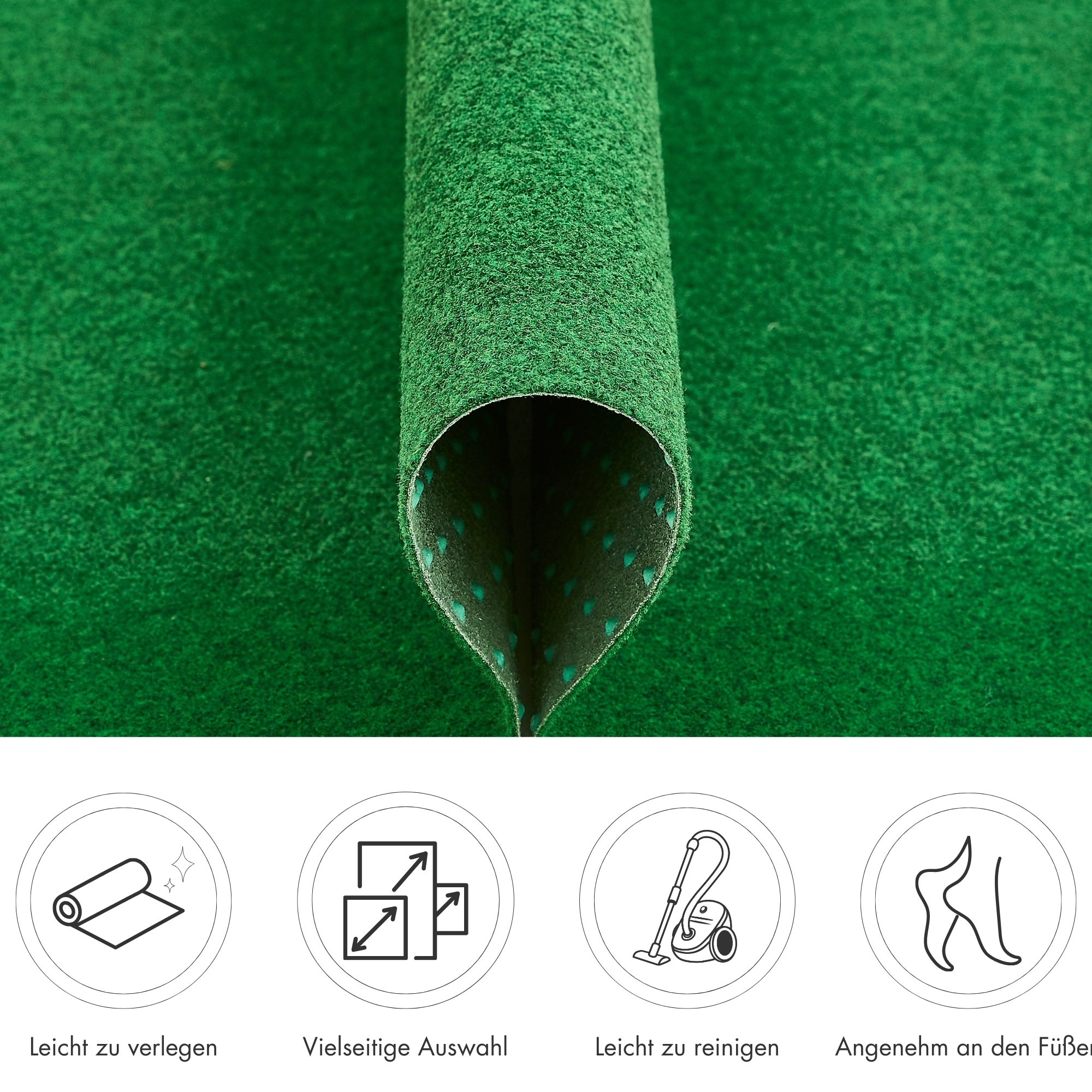 Andiamo Kunstrasen »Field, Made in Belgium« rechteckig 4 mm Höhe für Balkon & Terrasse, mit Drainage-Noppen, Nadelfilz-Optik