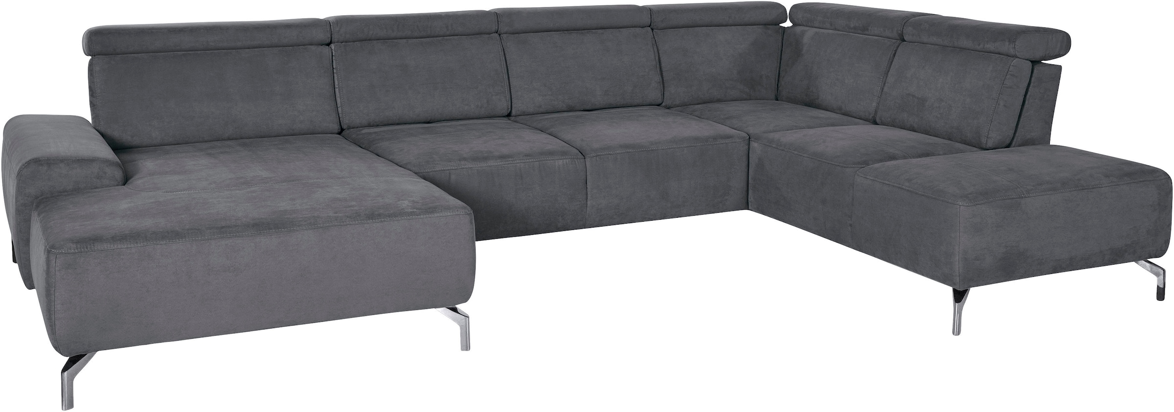 sit&more Wohnlandschaft »Gizeh U-Form« 15 cm Fußhöhe, inklusive Sitztiefenverstellung und Kopfteilverstellung