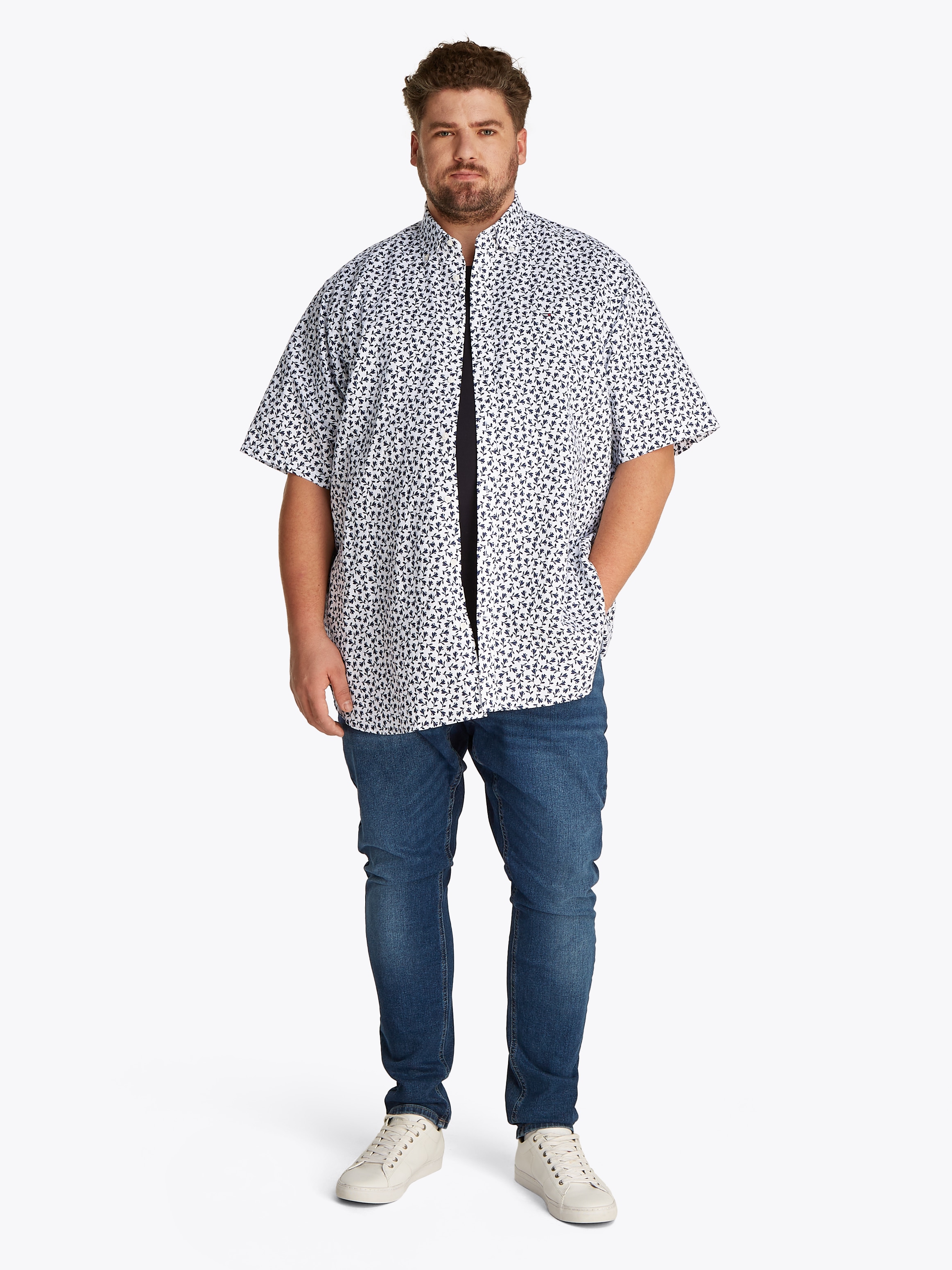 Tommy Hilfiger Big & Tall Kurzarmhemd »BT-LINEN BLEND MPRINT«, mit Allover-Print, Große Größen