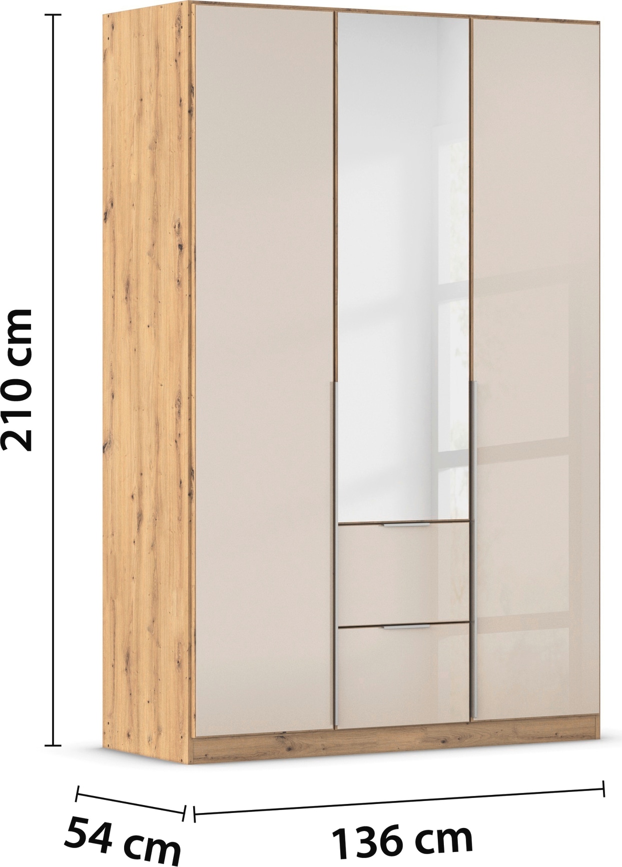rauch Drehtürenschrank »Kleiderschrank Kleiderschränke Schrank Garderobe AGORDO mit Glasfront«, (in zwei Griff-Farben mit Glasfront), mit Außenschubkästen, in 6 Breiten und 2 Höhen MADE IN GERMANY