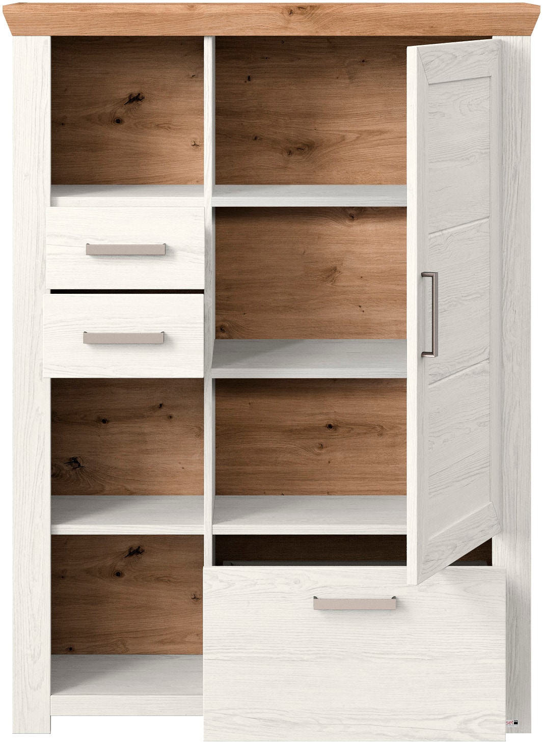 set one by Musterring Highboard »York«, Typ 25 und 26, in 3 Farbvarianten, Beleuchtung optional, Breite 105 cm