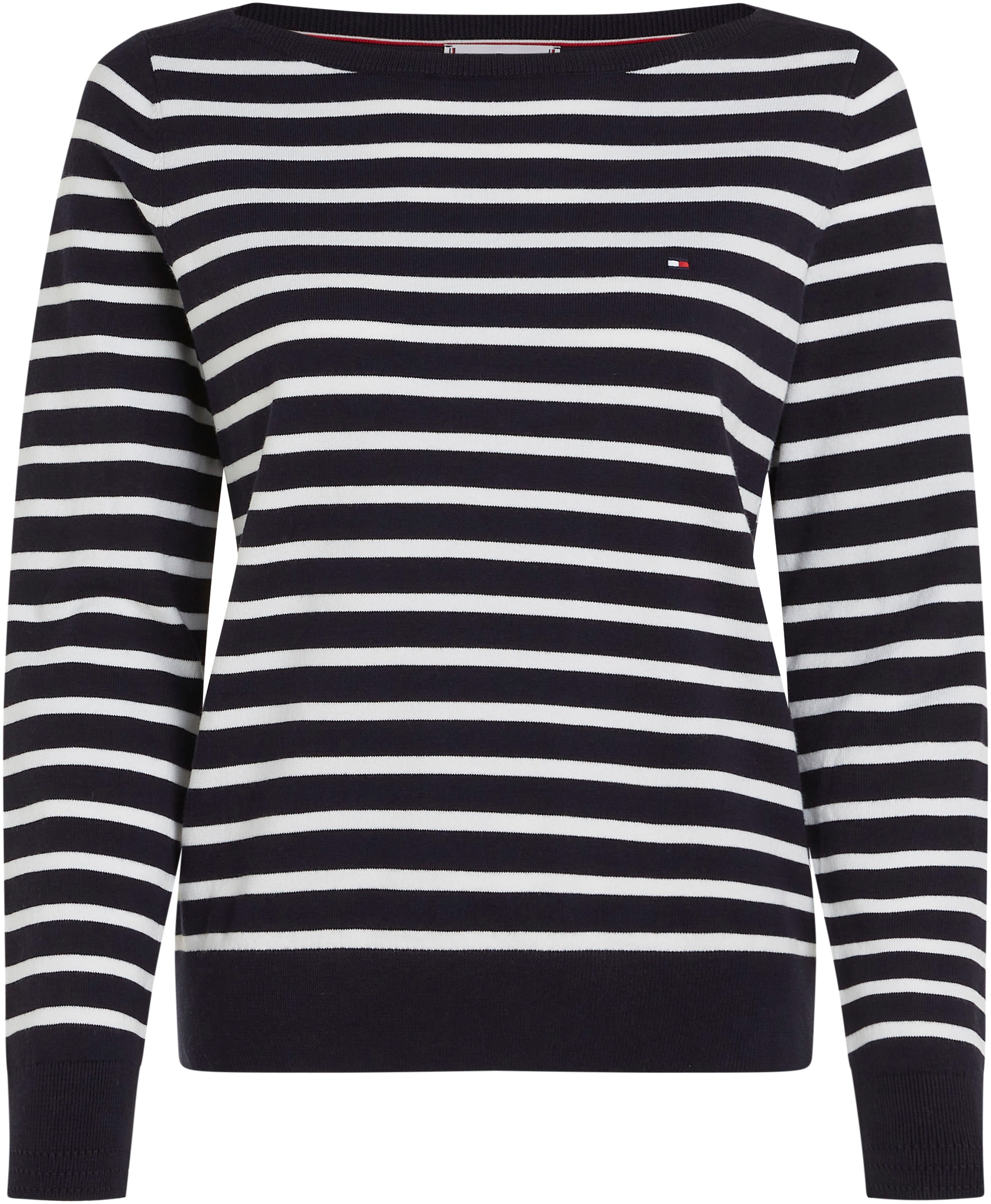 Strickpullover »CO JERSEY STITCH BOAT-NK SWEATER«, mit Tommy Hilfiger Logo-Flag am Ärmel