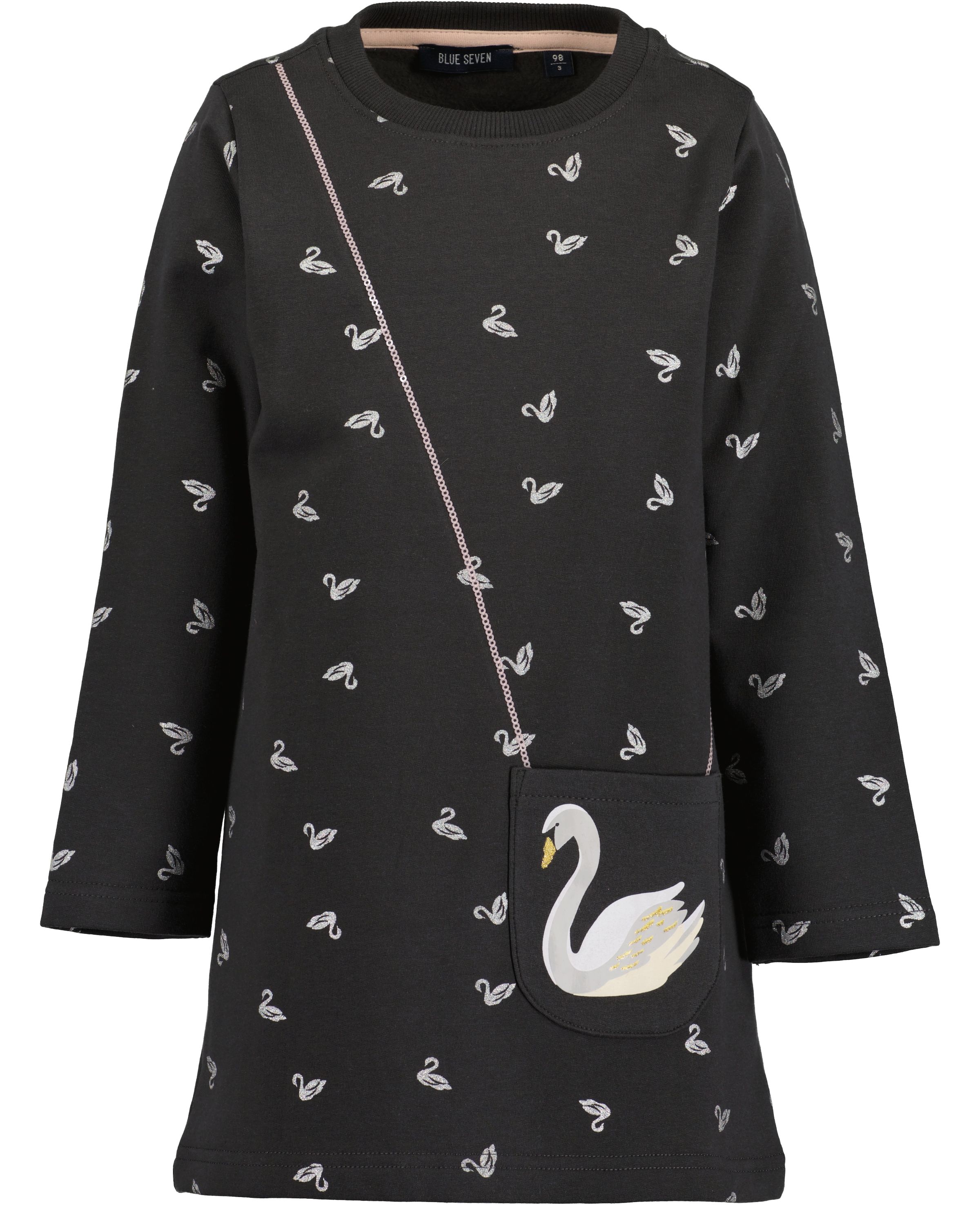 Blue Seven Sweatkleid aufgesetzte Tasche in dezenter A-Linie und mit tollen Pailletten-Details