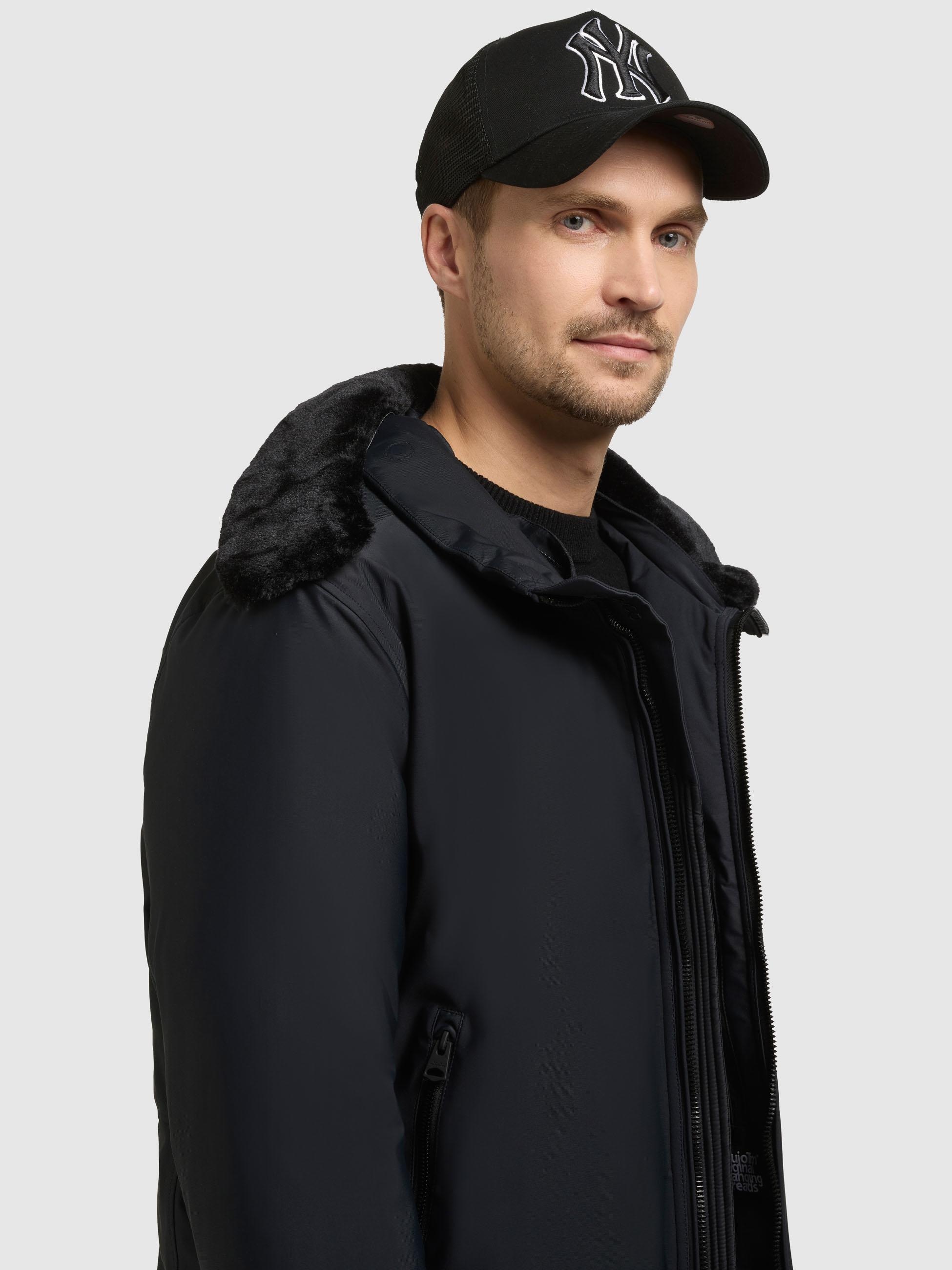 khujo Outdoorjacke »Outdoorjacke Huey« ohne Kapuze Herren Winterjacke mit abnehmbarem Plüsch-Besatz