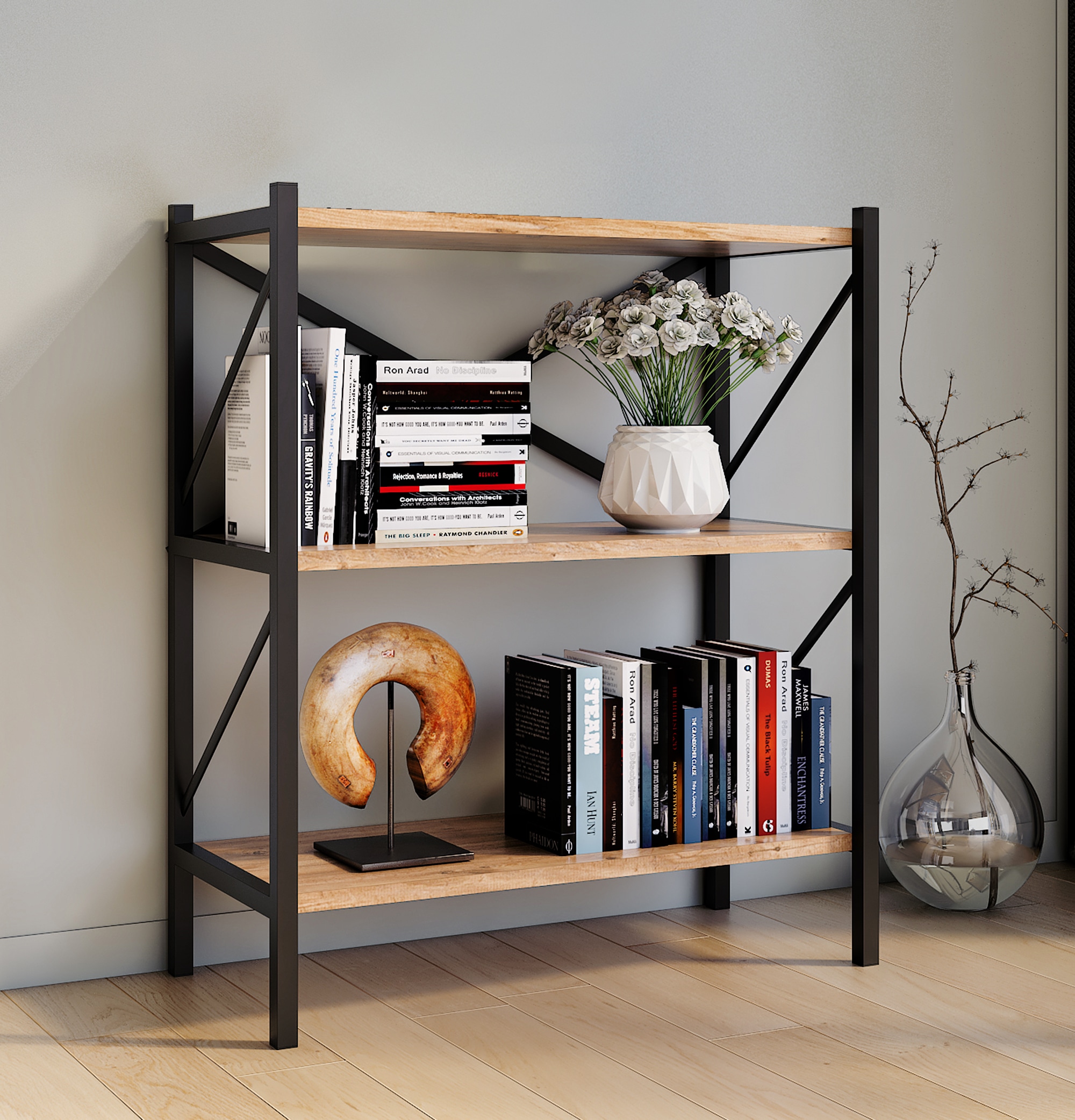 VCM Standregal »Holz Metall Stand Regal Büro Bücher Insasi 2fach« 1 Stk. tlg.