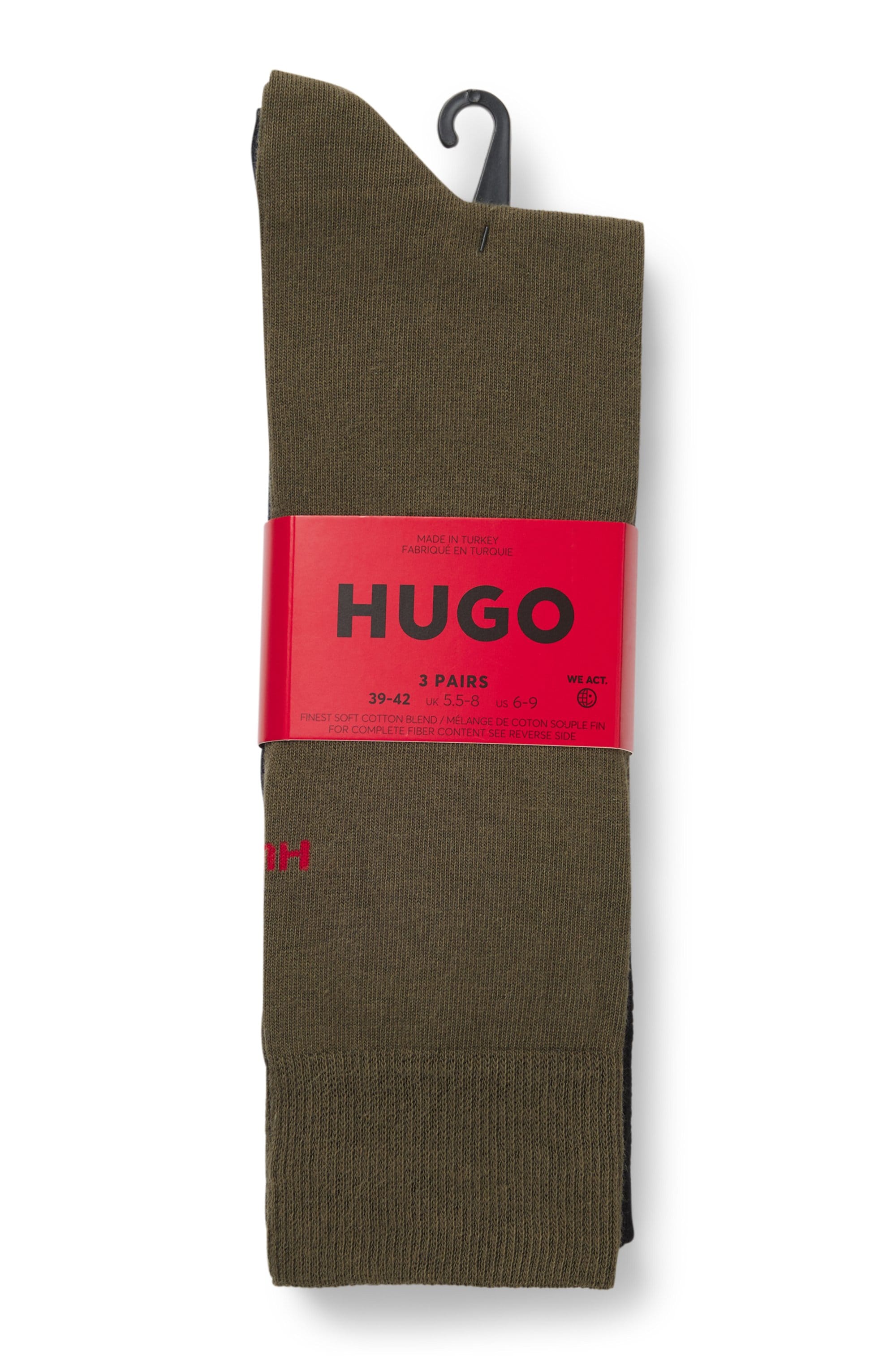HUGO Underwear Businesssocken »3P RS UNI CC« Packung, 3er Pack, 3 Stk. tlg. mit kontrastfarbenen HUGO Logo-Schriftzug