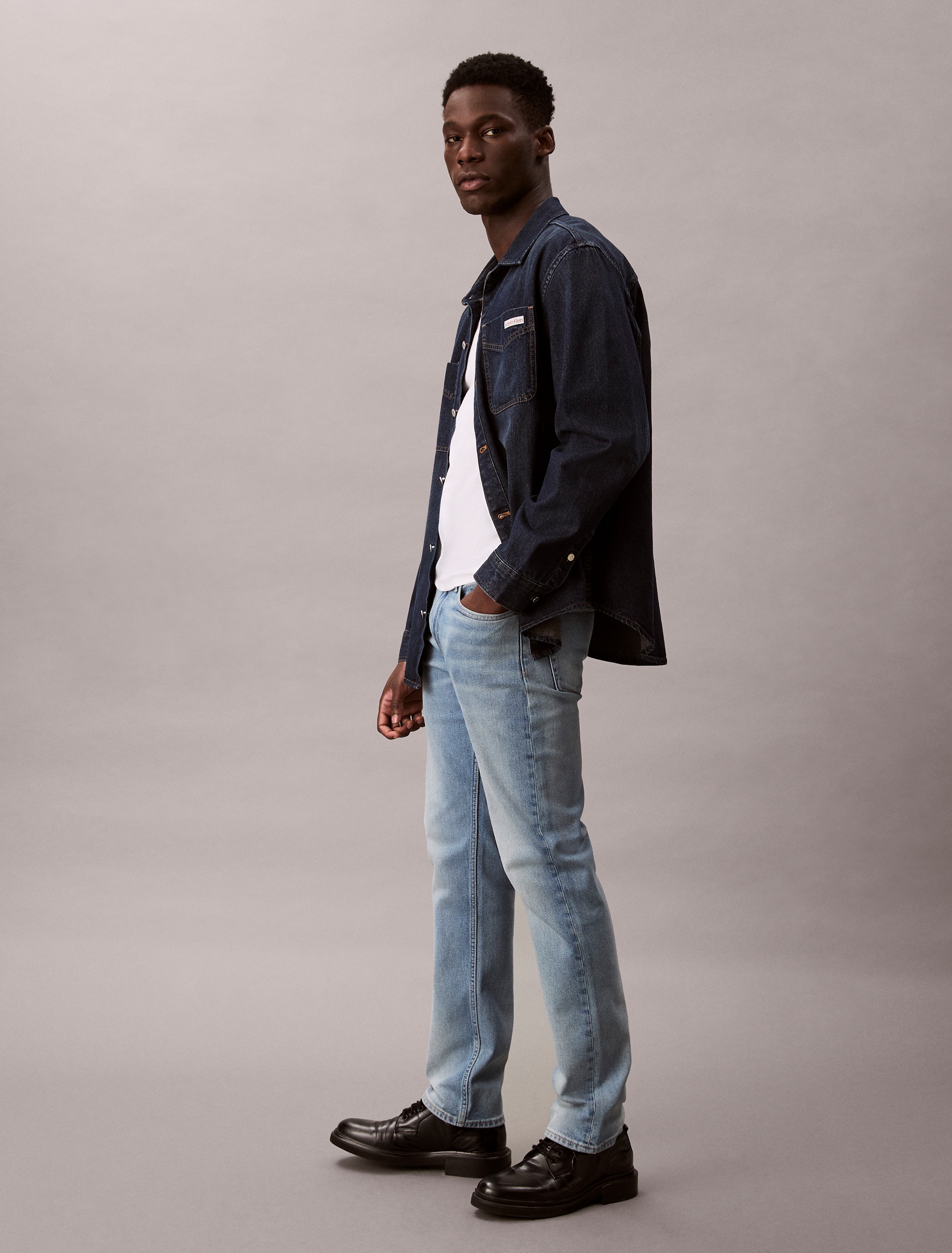 Calvin Klein Slim-fit-Jeans used washed, Slim Straight Fit, Logopatch am Bund