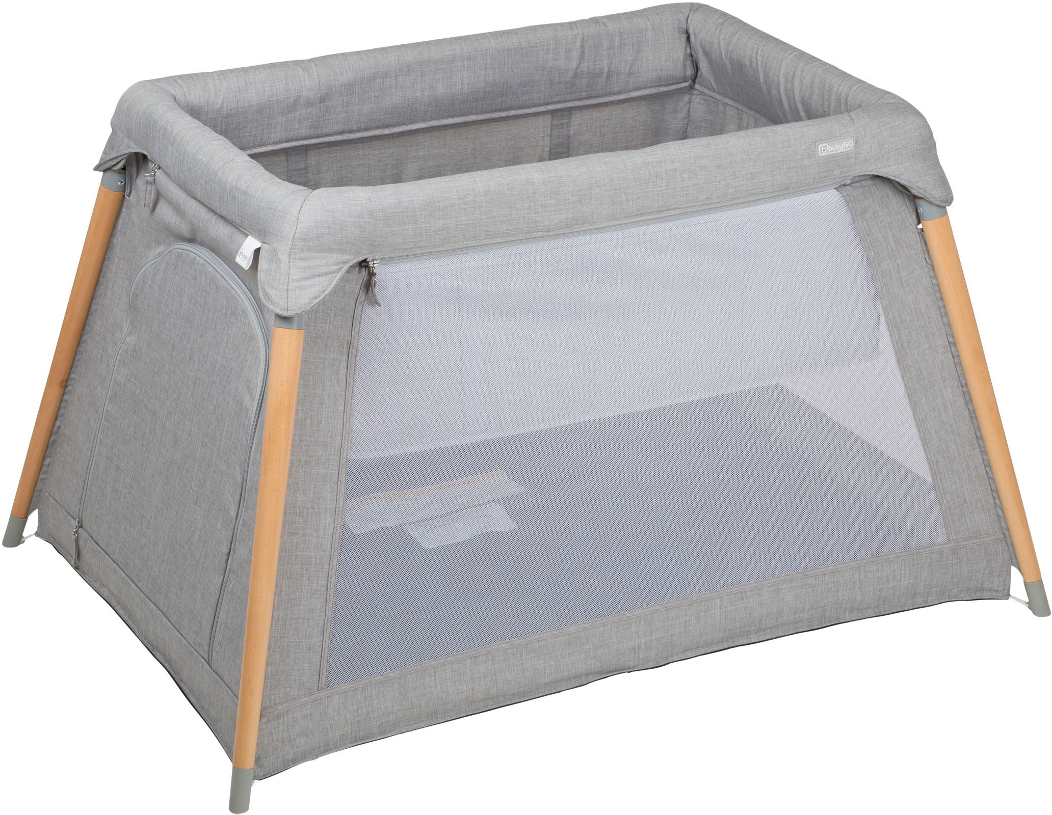 BabyGo Baby-Reisebett »Groovy, grau melange«, mit Seiteneingang