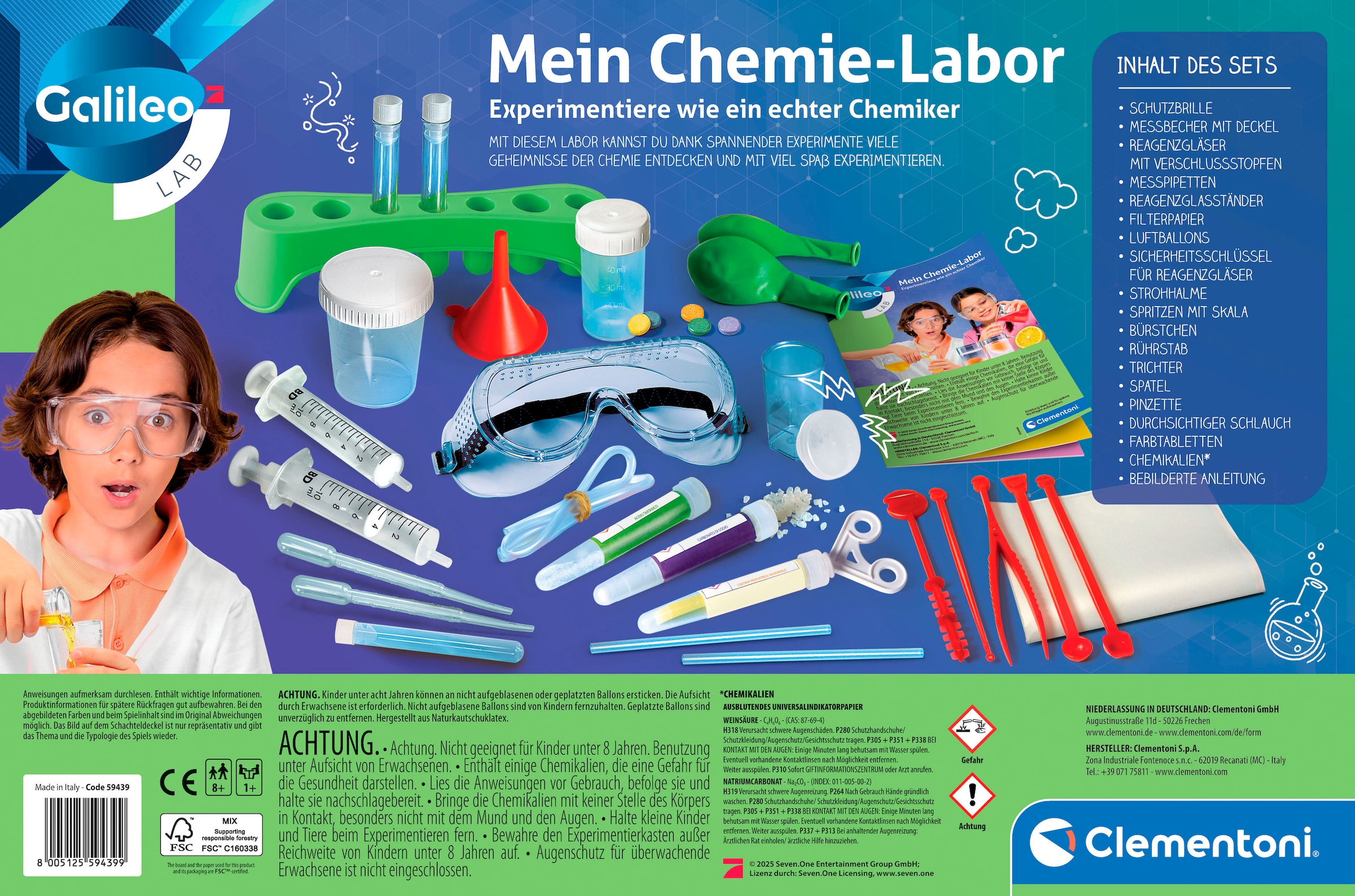 Clementoni® Experimentierkasten »Galileo Lab, Mein Chemie-Labor«, Made in Europe
