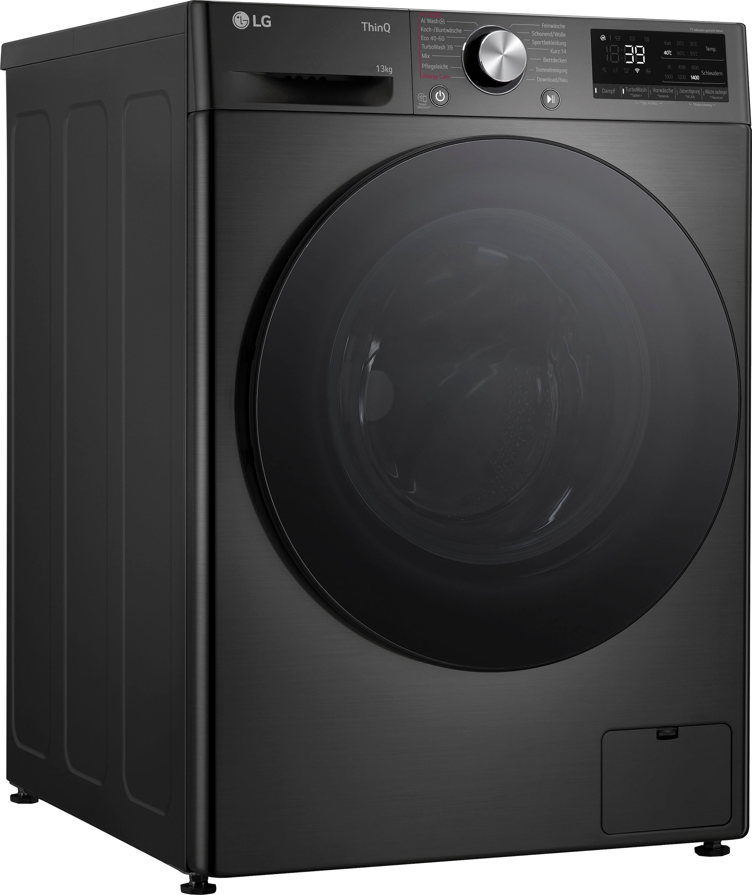 LG F4WR703YB washing machine Front-load 13 kg 1400 RPM Black, Platinum