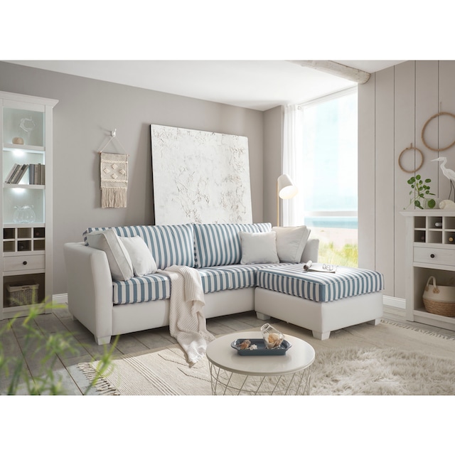 Home affaire Polsterecke »CALIFORNIA«, (2 St.), maritimer Landhausstil,  Ecksofa, Hocker links / rechts montierbar auf Raten kaufen