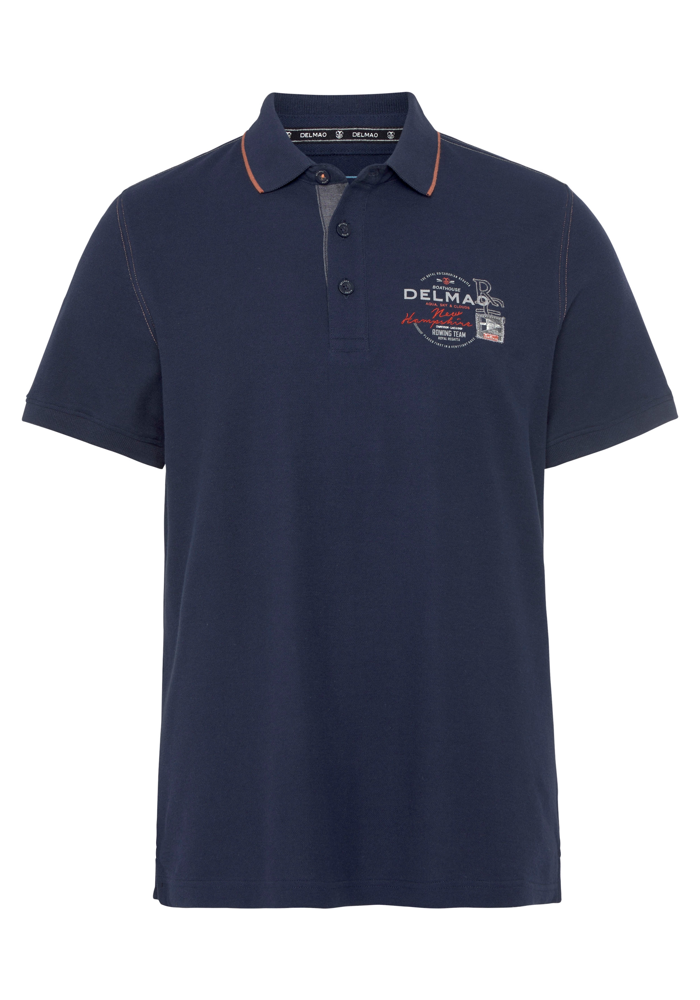 DELMAO Poloshirt, Kurzarm, mit Rippbündchen, Polokragen