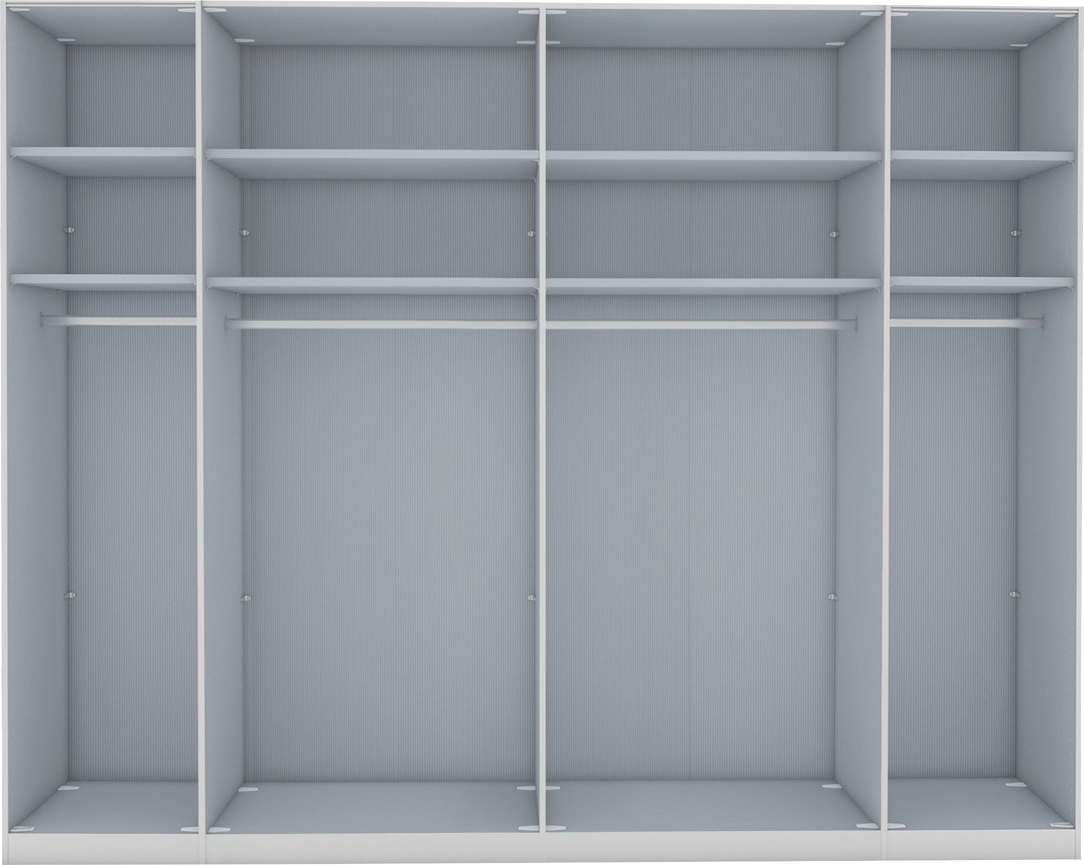 WIEMANN Falttürenschrank »Monaco, Kleiderschrank, Schrank, Wäscheschrank, mit edler Glasfront«, (2 Breiten, 2 Höhen 216/236 cm auswählbar, MADE IN GERMANY), inkl. gepämpften Schubkästen und Türen, mit Panoramaöffnung