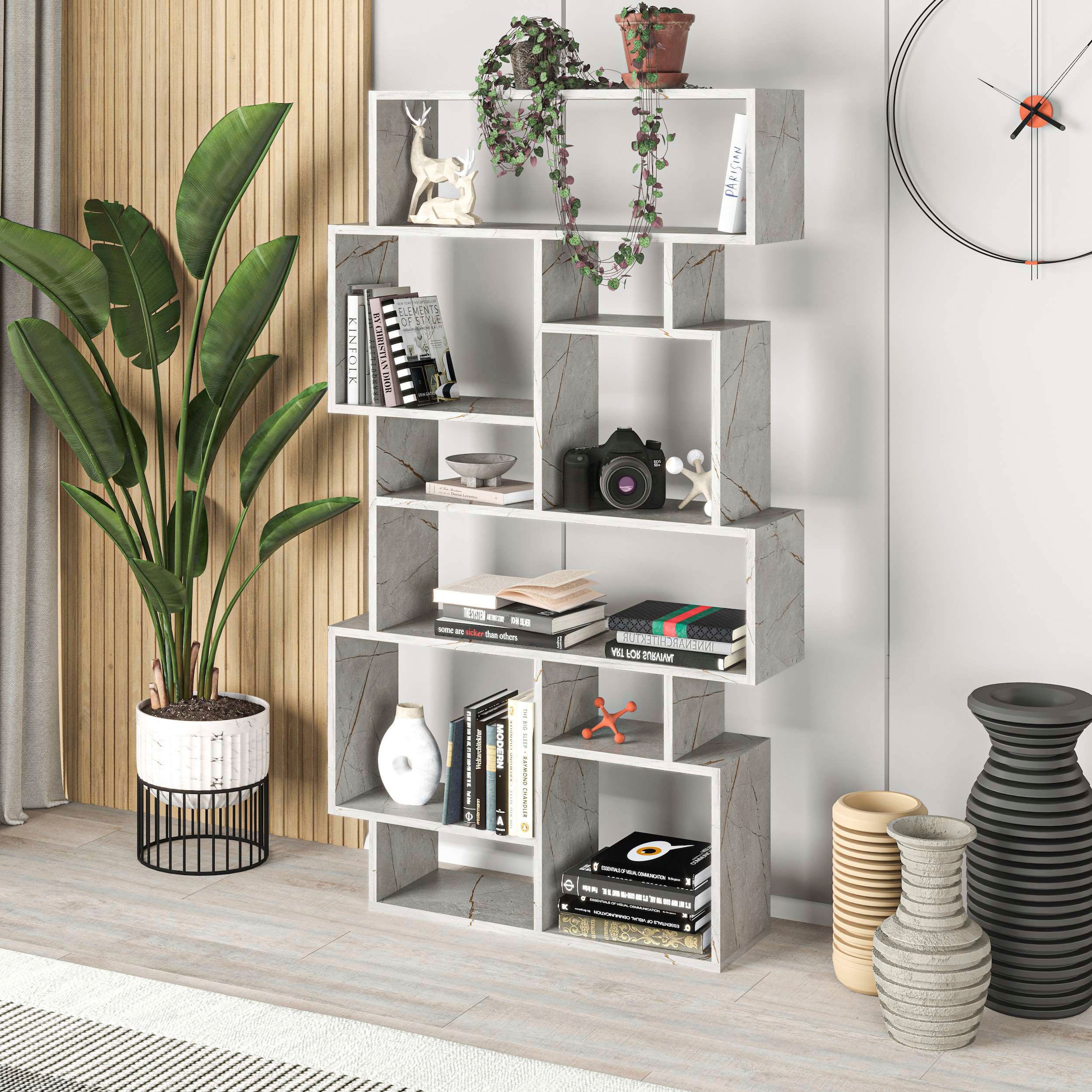 Decortie Bücherregal »Karmato Bücherregal«, (Packung), Leichte Montage, Lagerung, Platzsparend