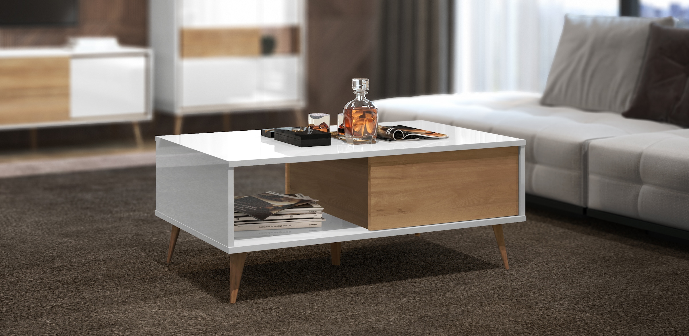 Home affaire Couchtisch »Vida«, UV lackiert, kratzfest, hochglänzend, Soft-Close Funktion