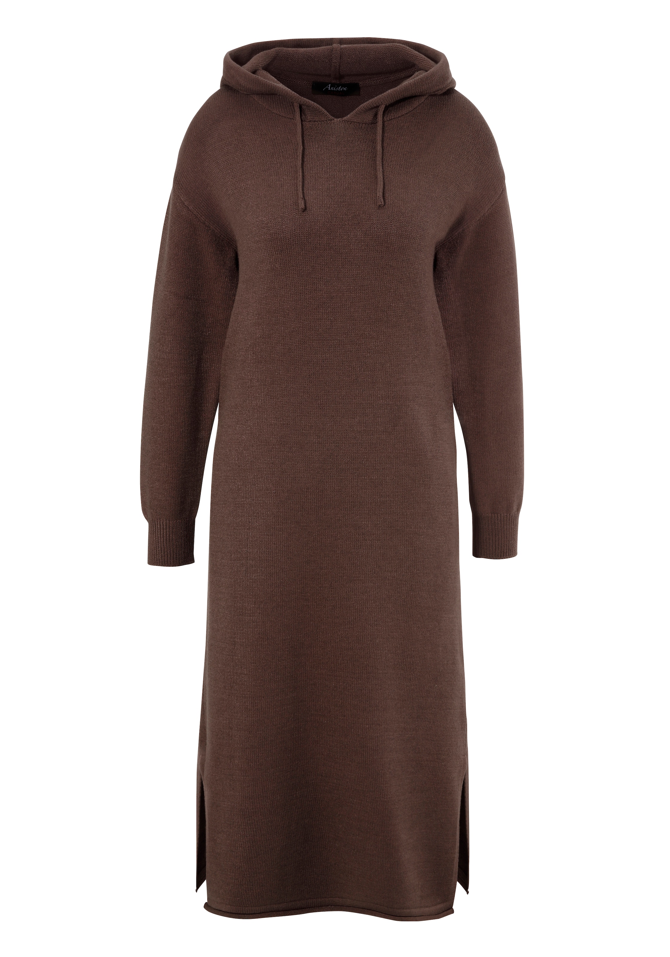Aniston CASUAL Strickkleid, Kapuze mit Bindeband regulierbar