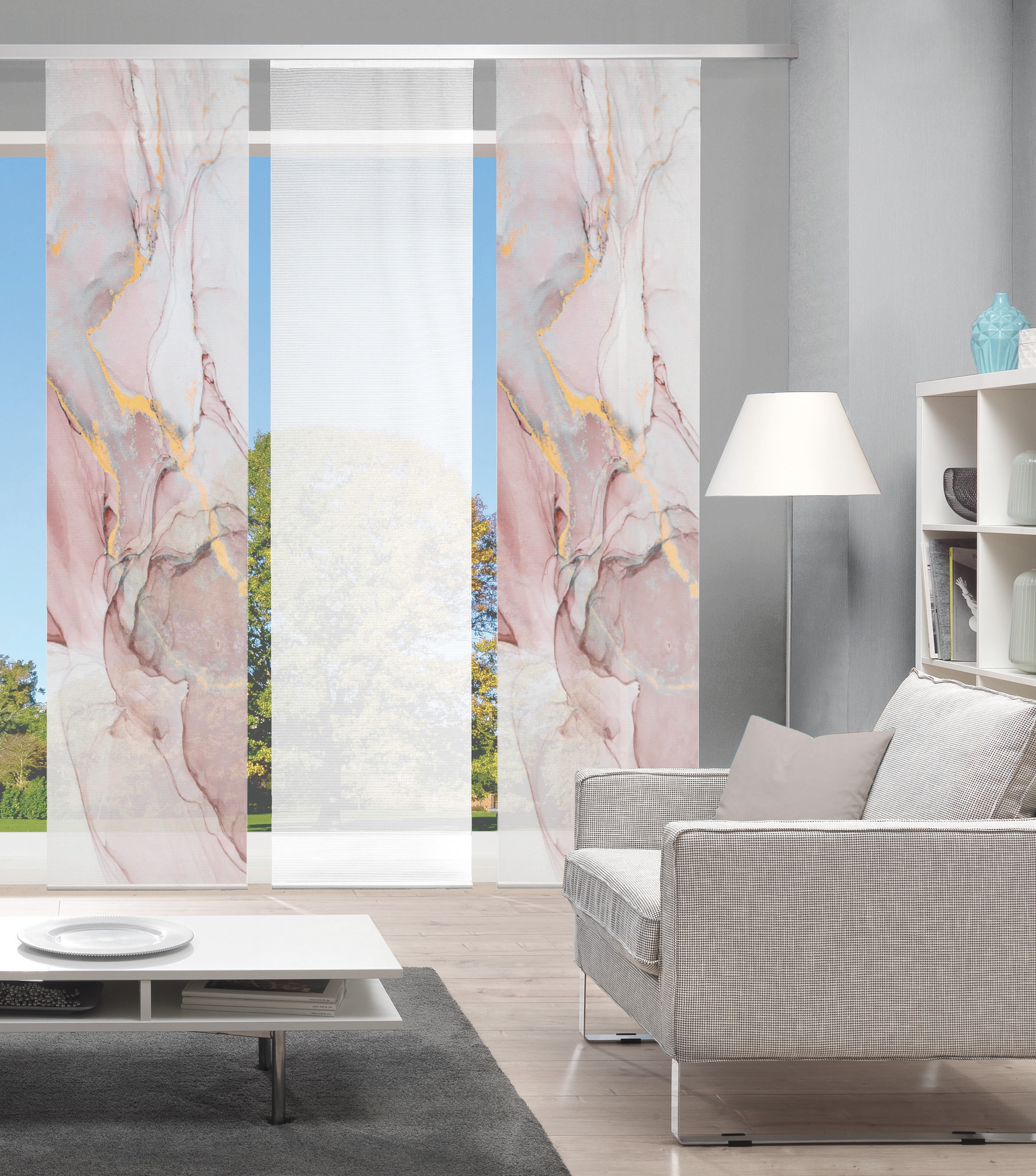 Vision S Schiebegardine »MARMOSA 3er SET«, (3 St.), Bambus-Optik, Digital bedruckt