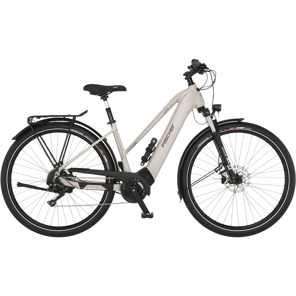 FISCHER Fahrrad E-Bike »VIATOR 7.0i Damen«, 10 Gang, Shimano, Deore, Mittelmotor 250 W, (mit Faltschloss)