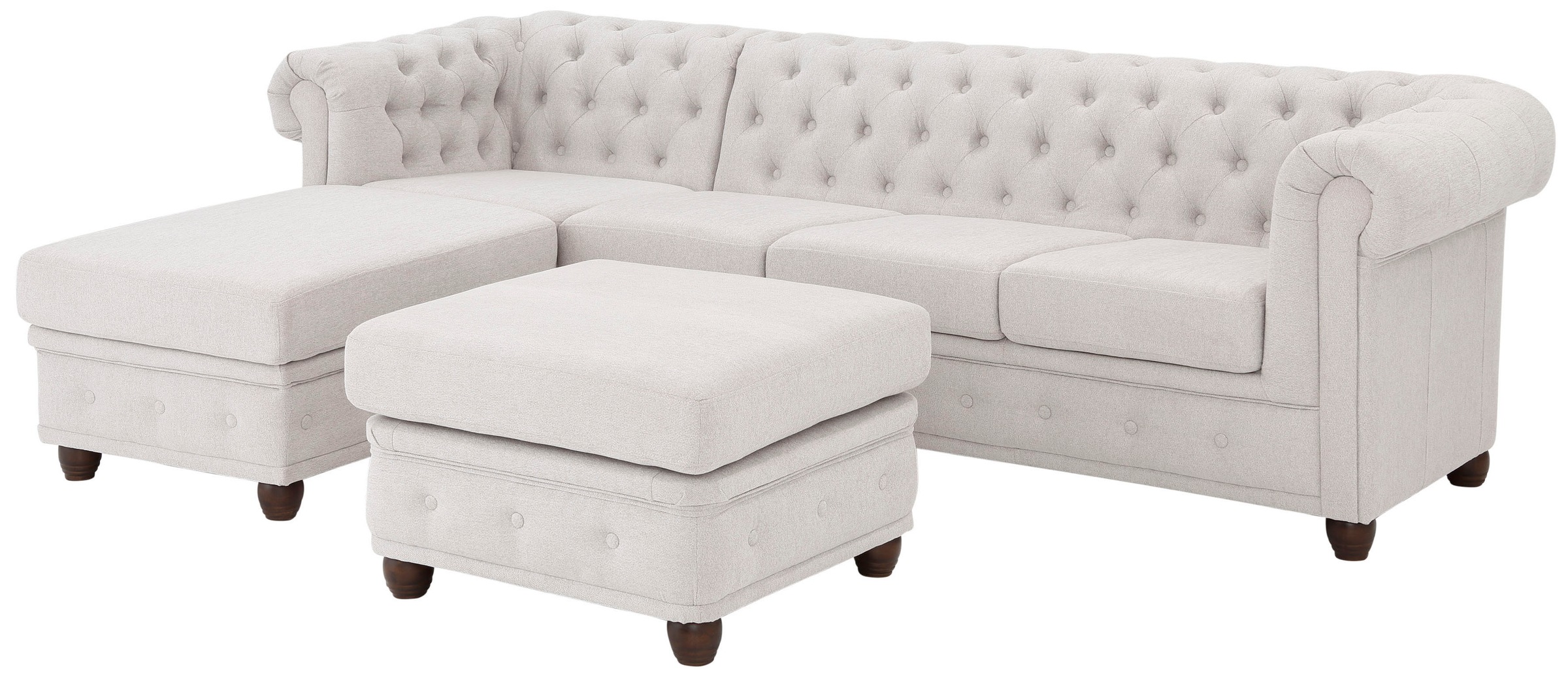 Home affaire Chesterfield-Sofa »New Castle L-Form«, hochwertige Knopfheftung in Chesterfield-Design, B/T/H: 255(171/72)