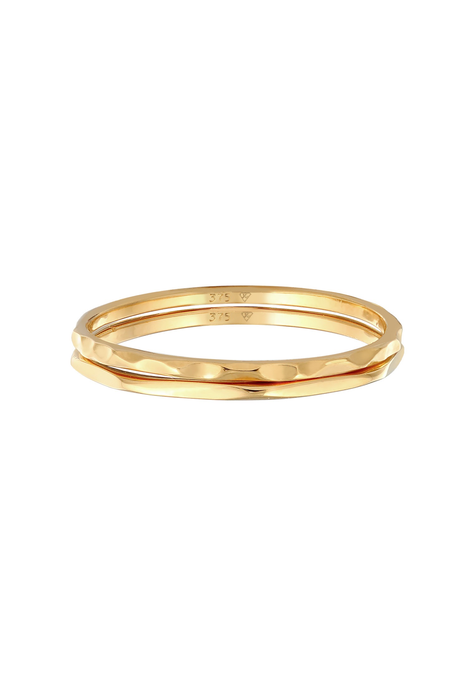 Elli Premium Ring-Set »Ring Stapelringe Stacking Bandring (2 tlg.) 375 Gelbgold«