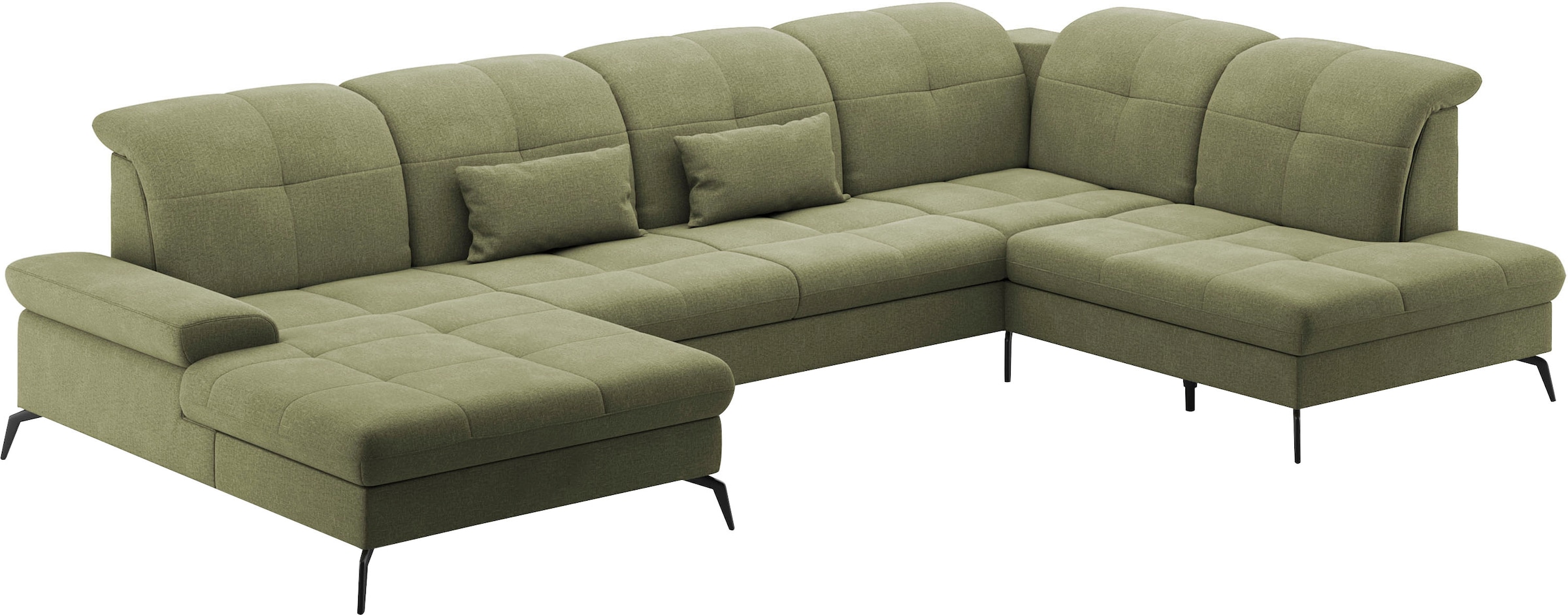 sit&more Wohnlandschaft »Amica, U-Form, inkl. Sitztiefenverstellung und Armteilverstellung«, wahlweise mit Kopfteilverstellung, Bettfunktion und Bettkasten