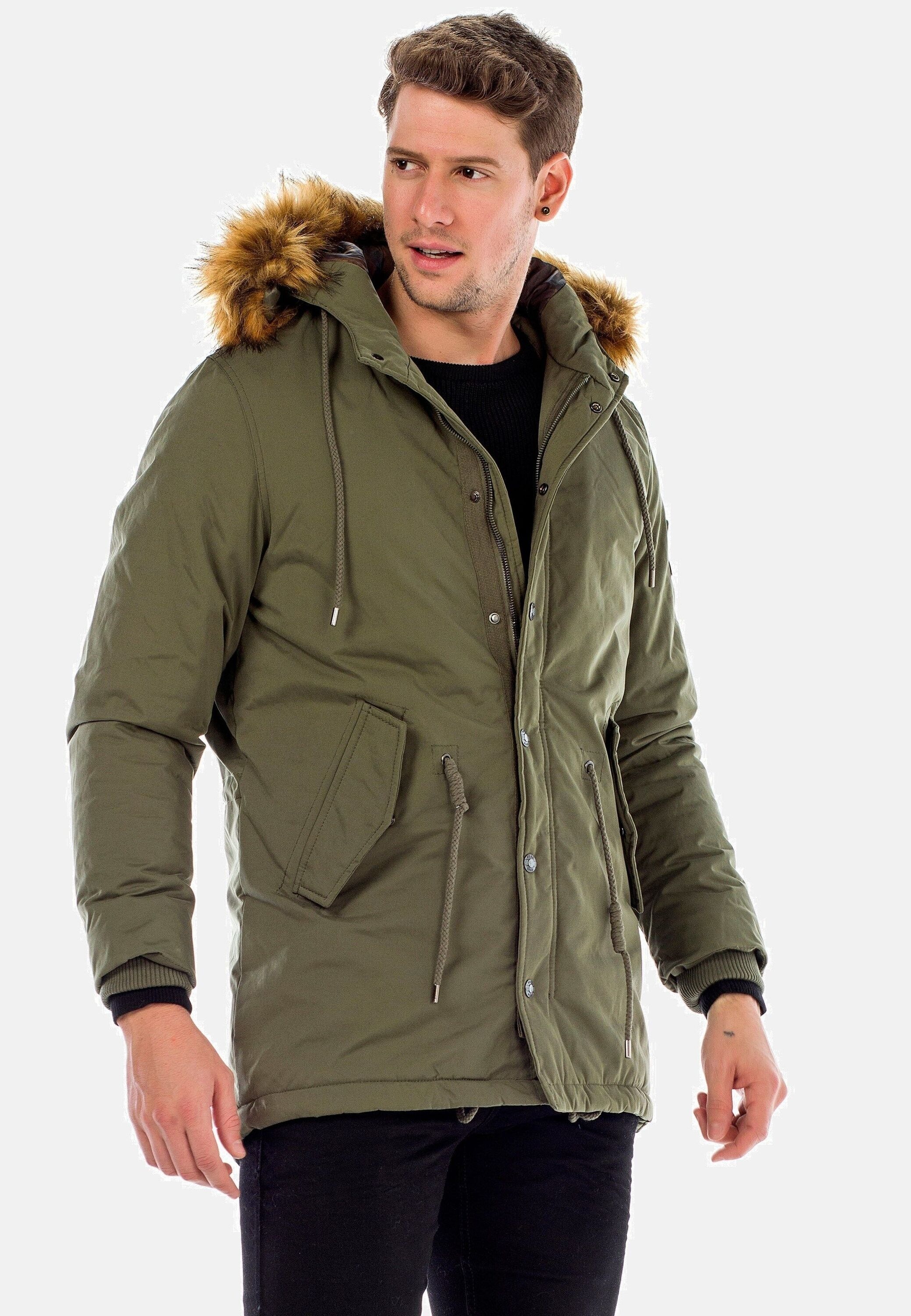 Cipo & Baxx Winterjacke »Cipo & Baxx Jacke« mit Kapuze mit Kordelzug zur Taillierung, CM150