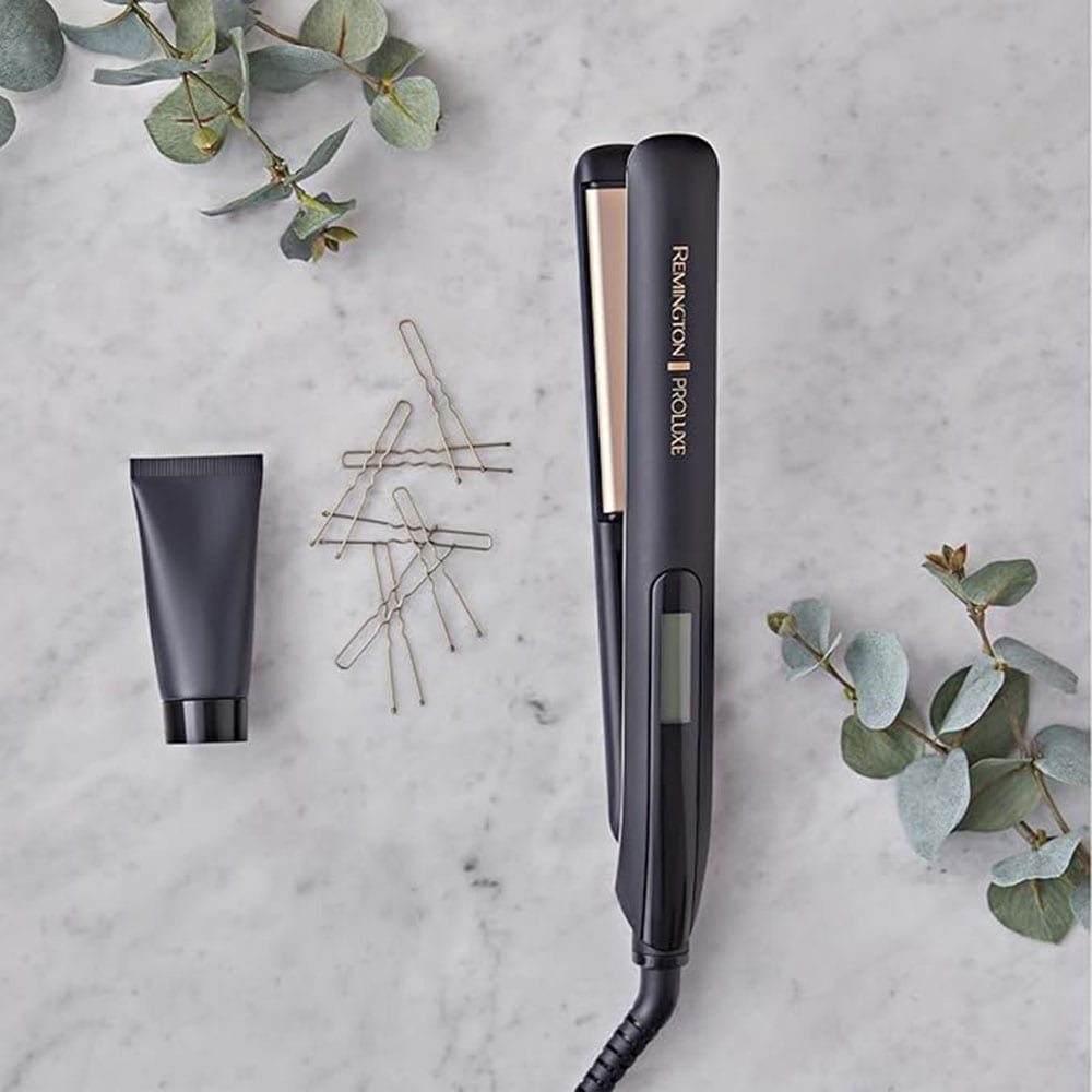 Remington Glätteisen »S9100B E51 PROluxe Midnight«, Ultimate-Glide-Keramik-Beschichtung, OPTIheat-Technologie, LCD display, 110mm lange Keramikstylingplatten