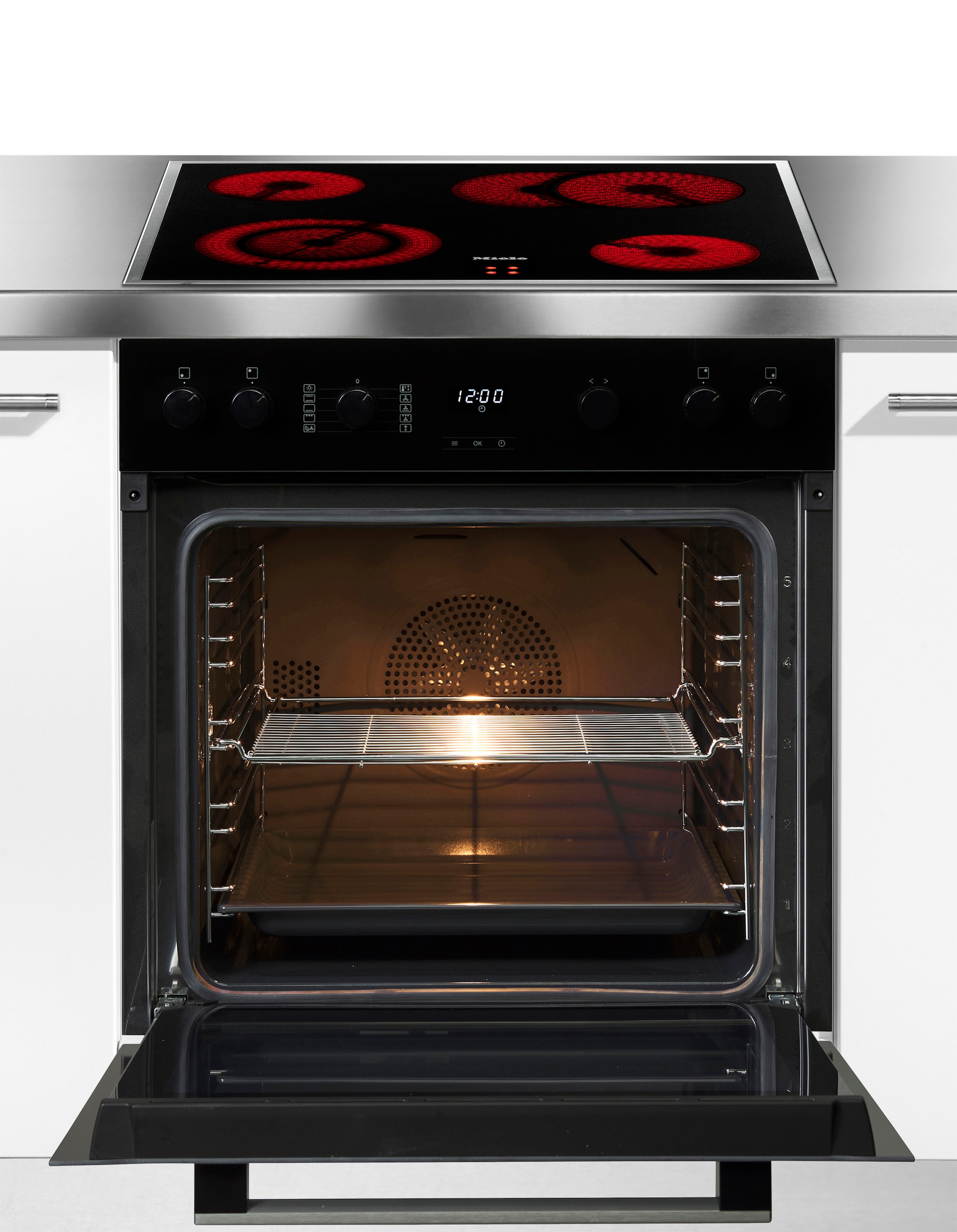 Miele Elektro-Herd-Set »H2455E OBSW + KM 6003 LPT« Herd-Set - Kombination aus Herd und flexibel nutzbarem Kochfeld