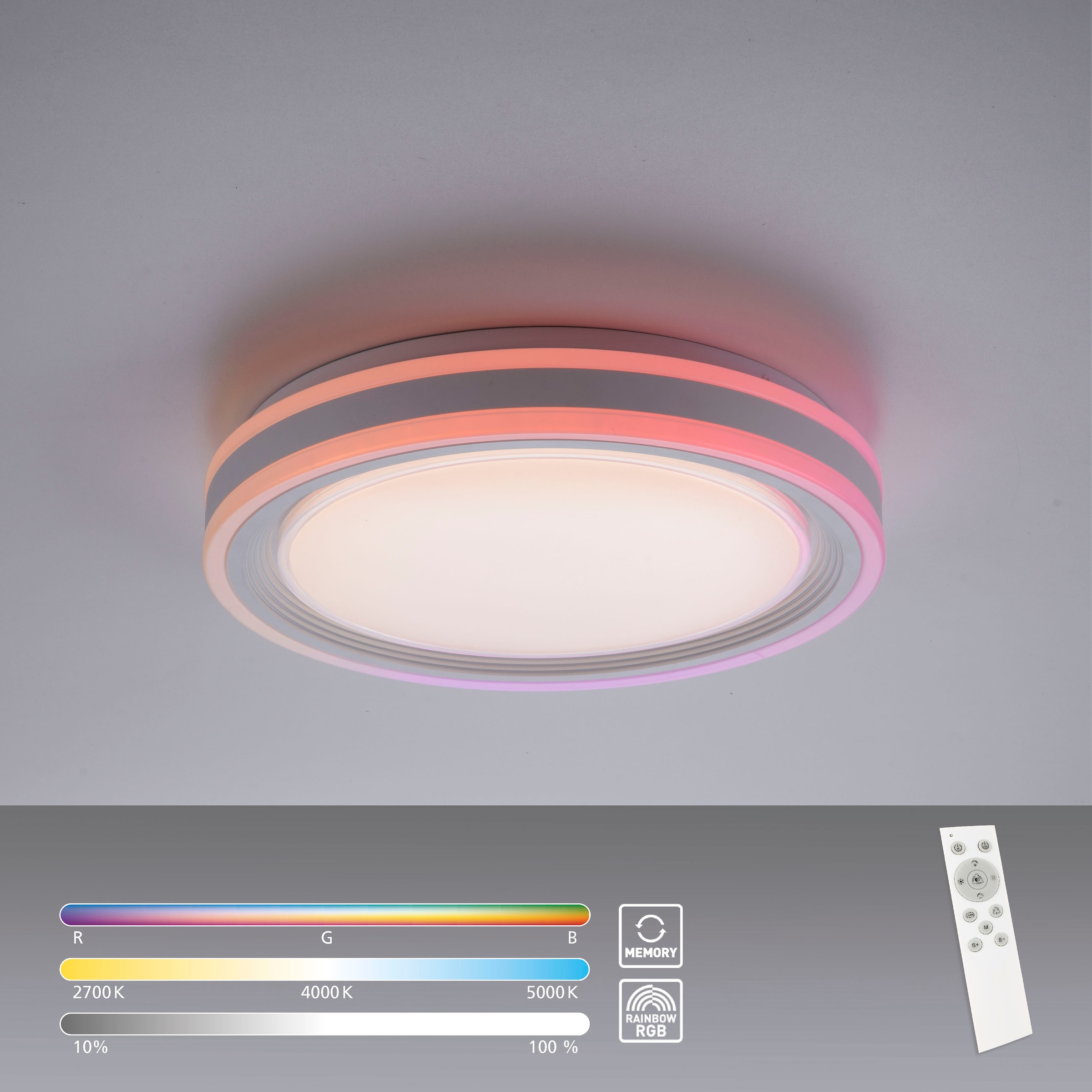 my home Deckenleuchten »Danna«, Leuchtmittel LED-Modul | LED fest integriert, CCT 2700-6500K, RGB-Rainbow, mit Fernbedienung Deckenlampe