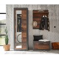 Home affaire Garderoben-Set »BROOKLYN«, (Komplett-Set, 3 St., bestehend aus Garderobenschrank mit Spiegel, Garderobenbank und -paneel), in dekorativer Rahmenoptik