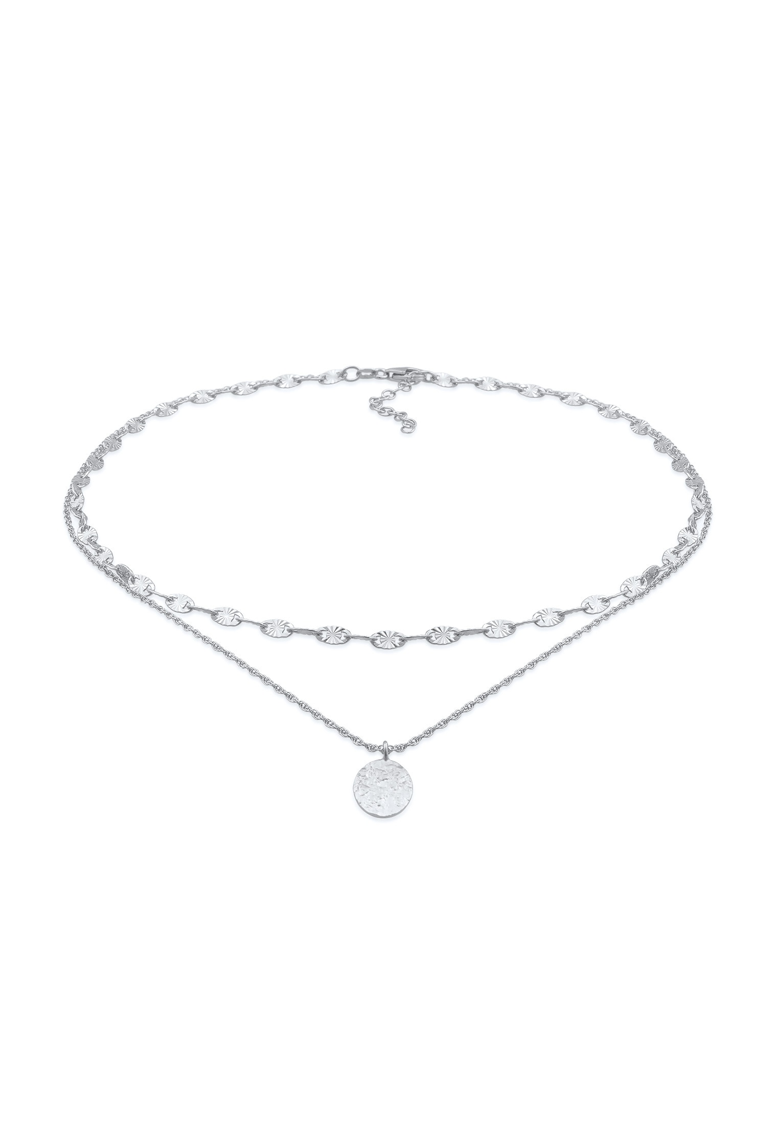 Elli Kette ohne Anhänger »Halskette Choker Layer Vintage Plättchen Anhänger 925 Silber«