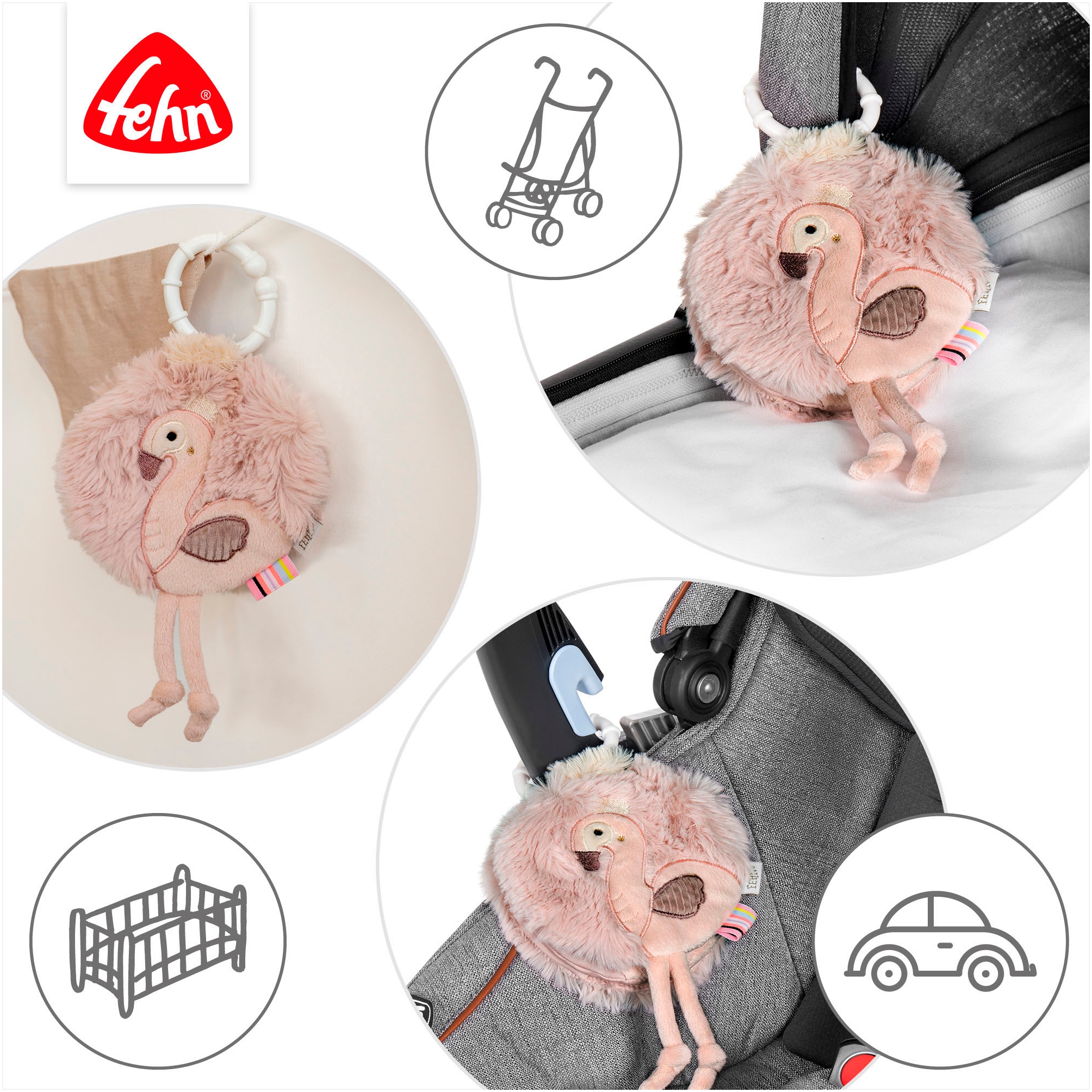 Fehn Greifspielzeug »Lazy, Crazy & Pink, Stoffbuch Flamingo«