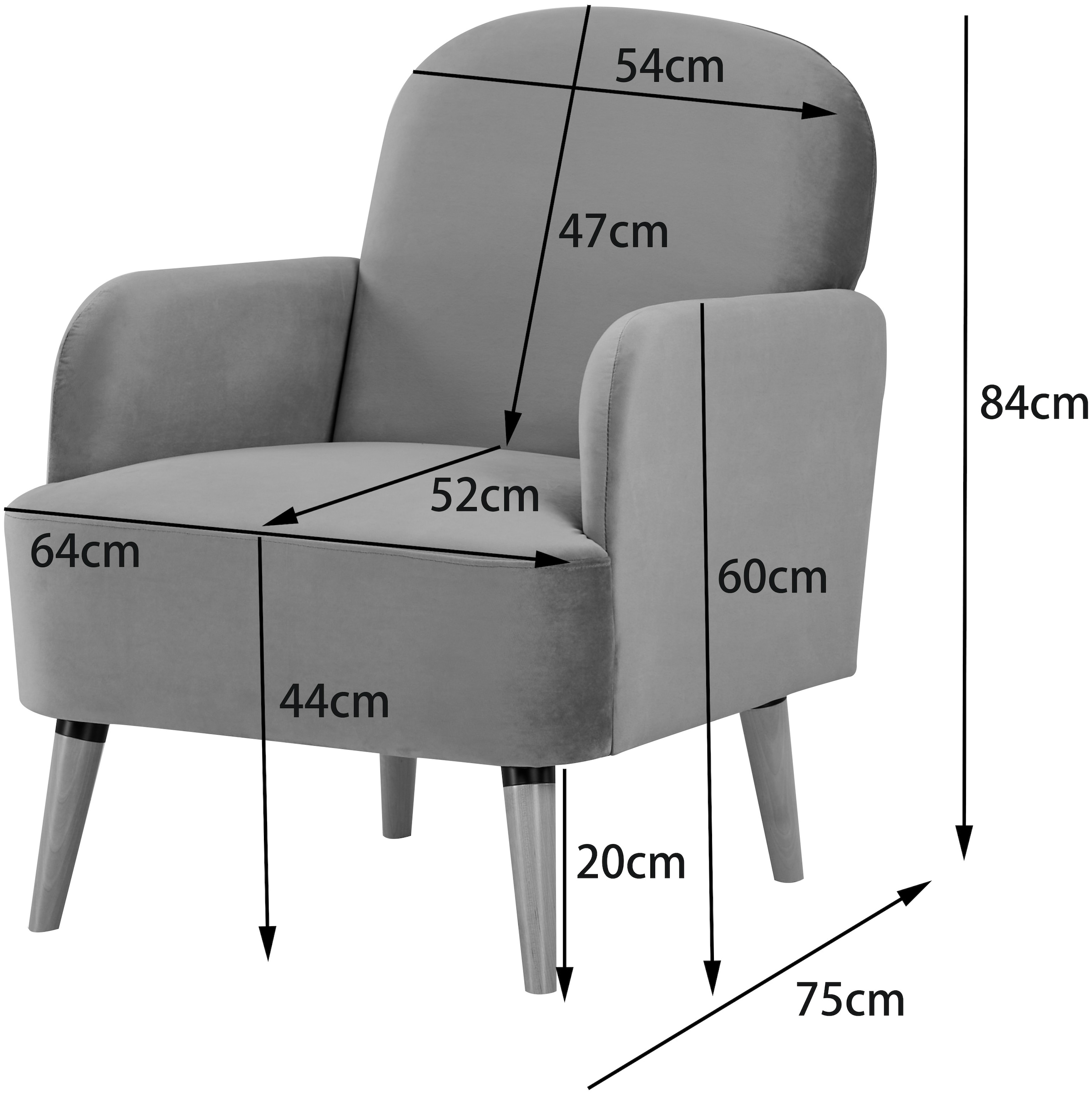 Home affaire Sessel »NAFLA, TV-Sessel in Samtvelours und Webstoff«, Relaxsessel individuell kombinierbar