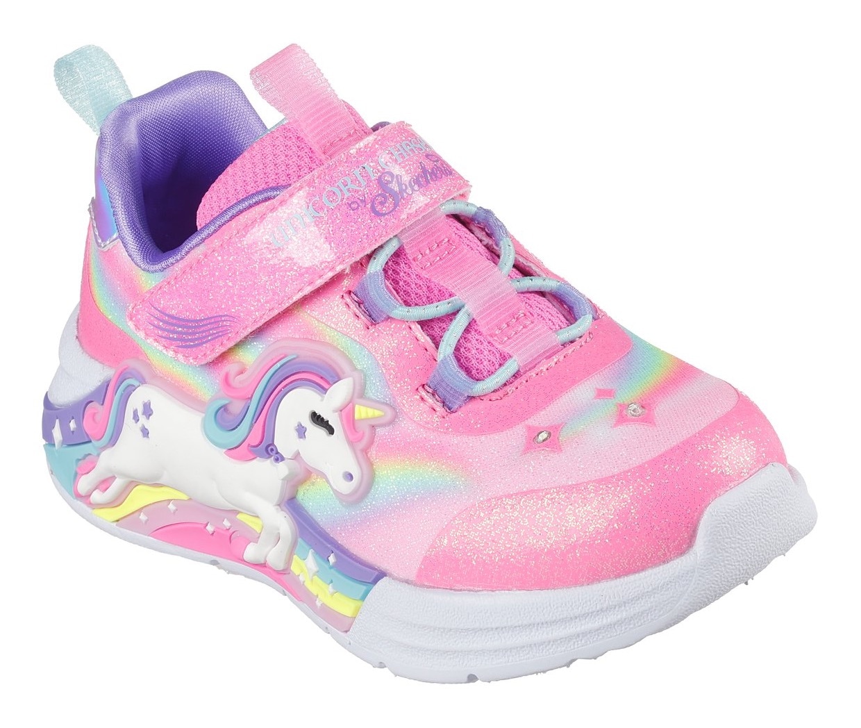 Skechers Lauflernschuh »UNICORN CHASER LIGHTS«, Babyschuh, Blinkschuh m. Einhornmotiv, Größenschablone zum Download