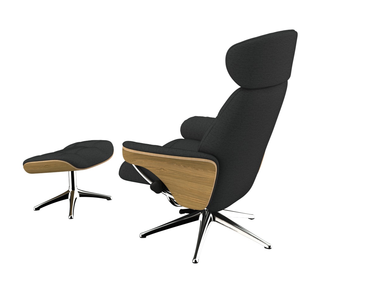 FLEXLUX Relaxsessel »Skagen Funktionsessel, Polstersessel, Armlehne, TV-Fernsehsessel,«, Rücken- und Kopfteilverstellung, Fuß Alu, Armlehne Eiche, Drehbar