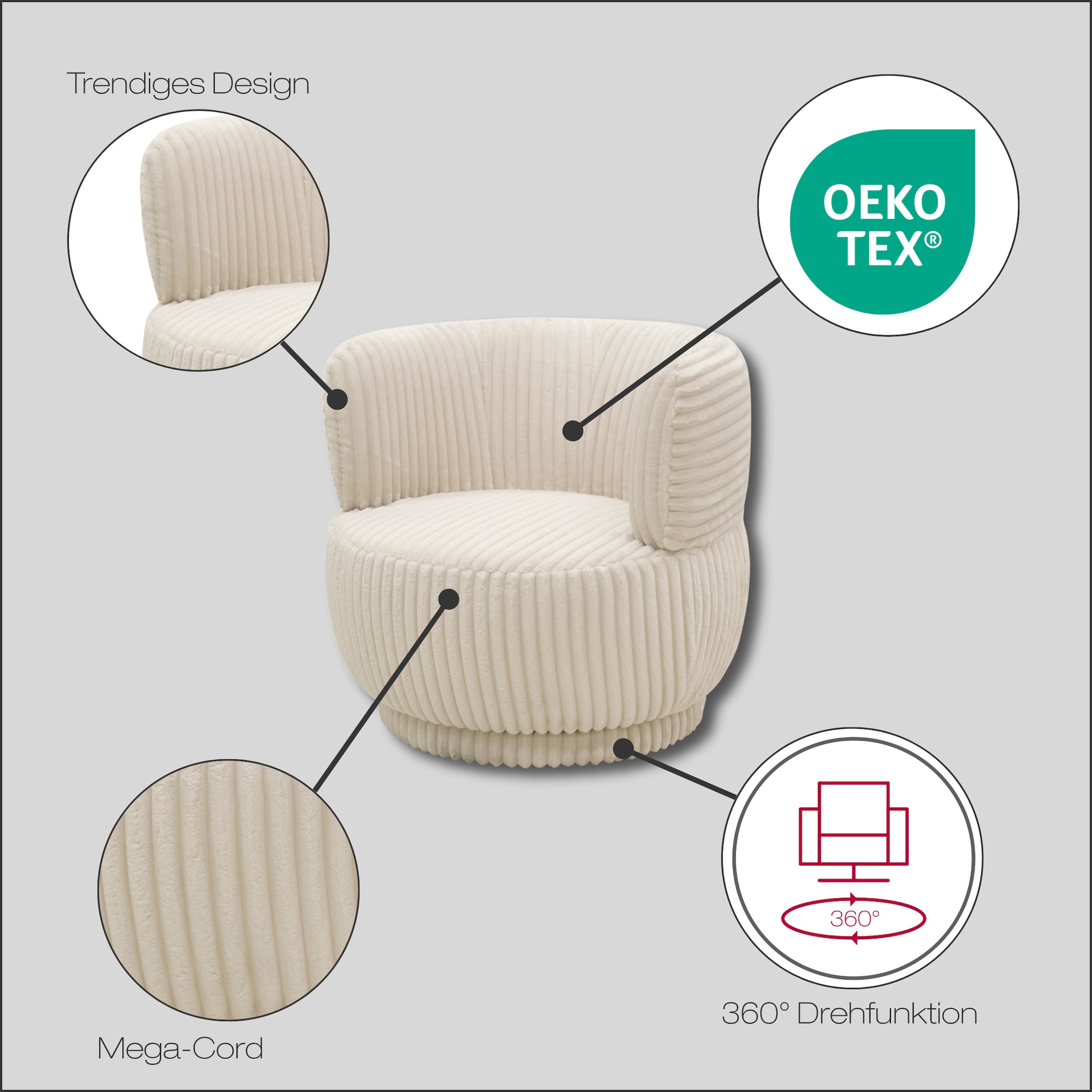 DOMO collection Sessel »700045, Sessel mit Drehfunktion«