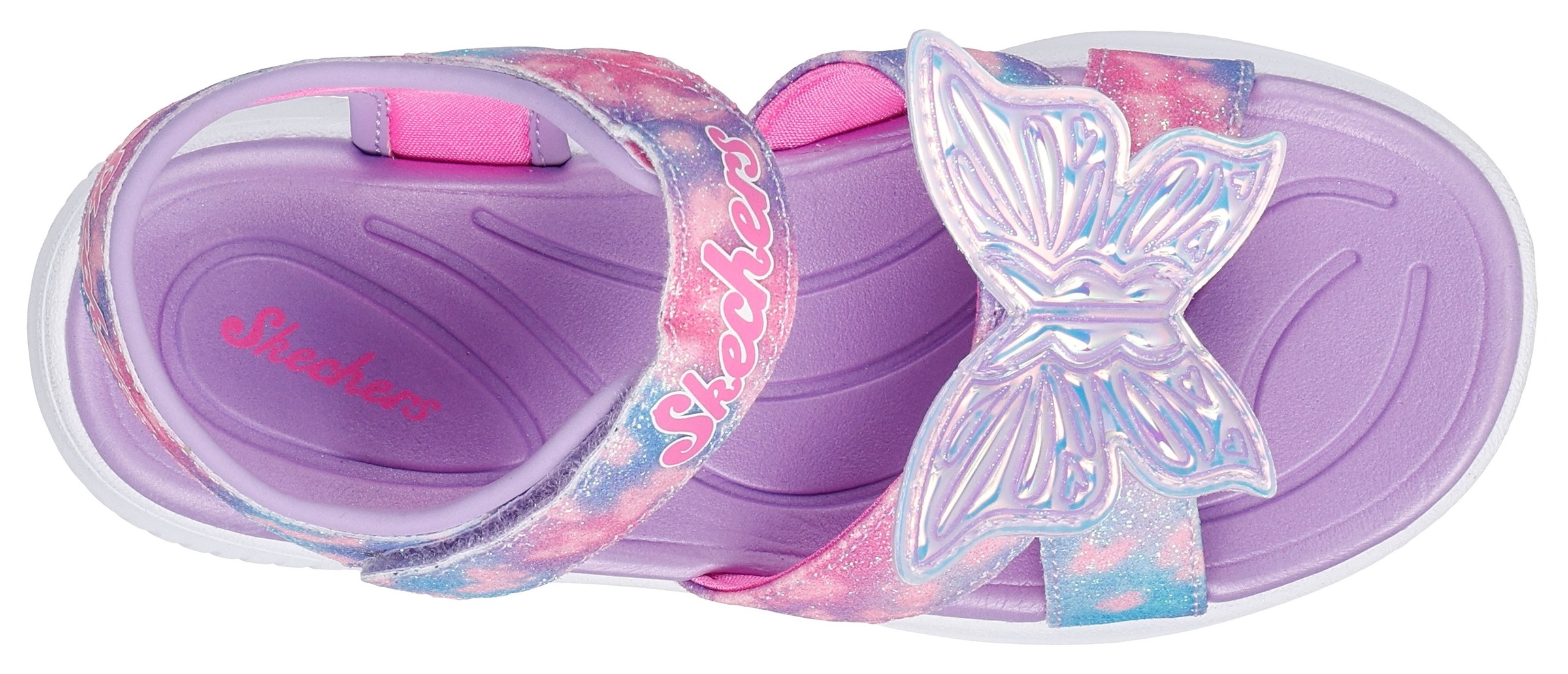 Skechers Sandale »JUMPSTERS SANDAL-BUTTERFLY BRITES«, Blink,-Klettschuh, Schmetterlingdesign, Größenschablone zum Download