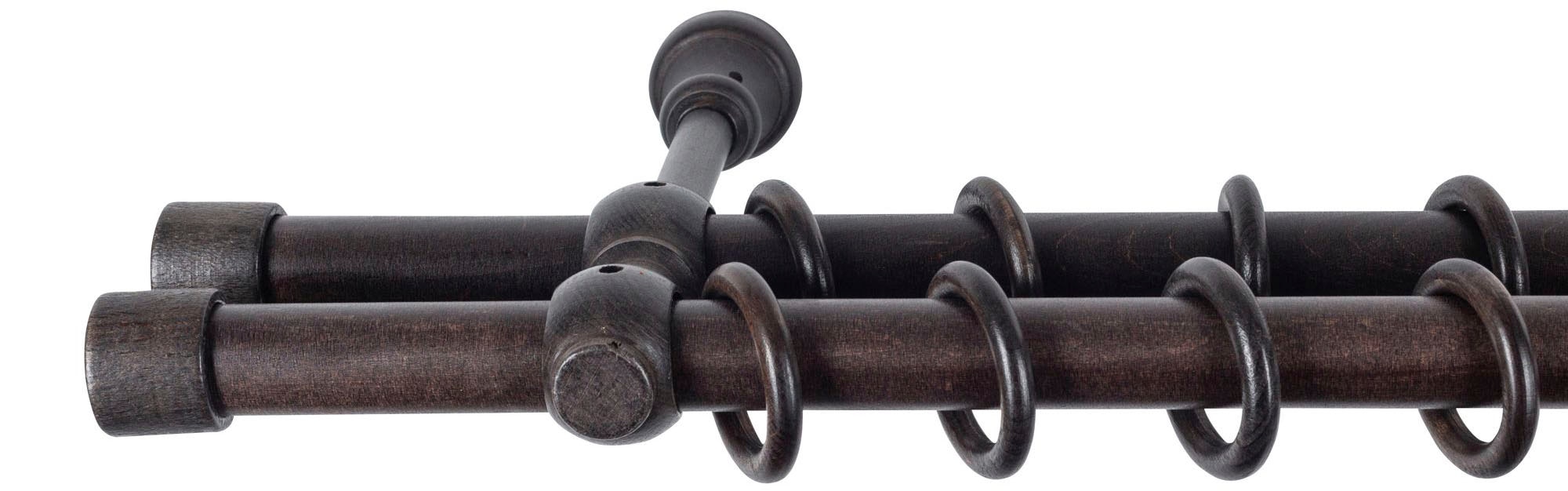 SN DECO GROUP Gardinenstange »Cafiro« 2 läufig-läufig Fixmaß 28 mm, Holz, verschiedene Längen und Farben, Komplettset