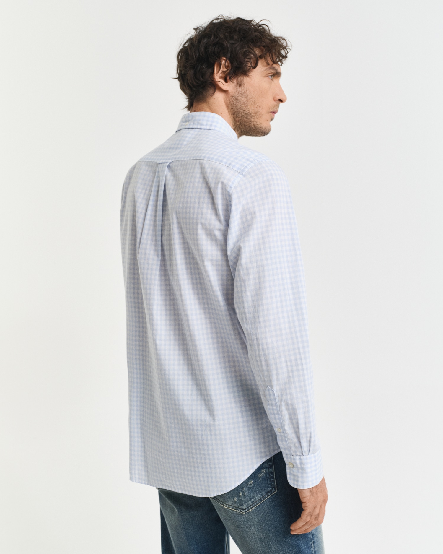 Gant Langarmhemd »REG POPLIN GINGHAM SHIRT« mit Logostickerei auf der Brust