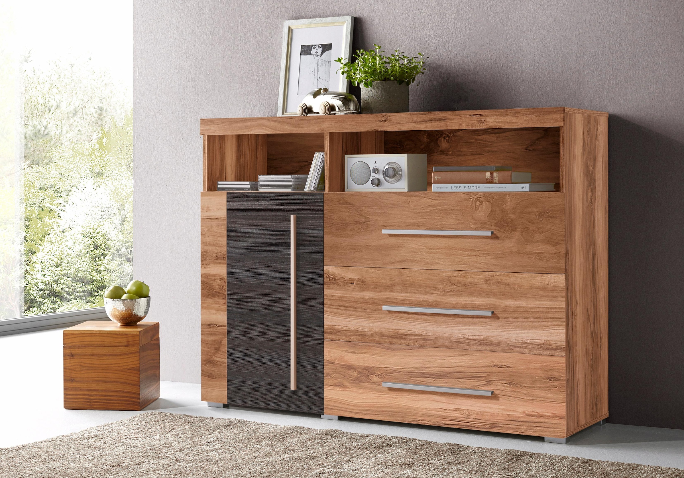 INOSIGN Sideboard »Roger,Breite 120cm, moderne Anrichte mit 3 Schubladen«, Kommode mit viel Stauraum, Masse 120x92x38,5 (B/H/T)