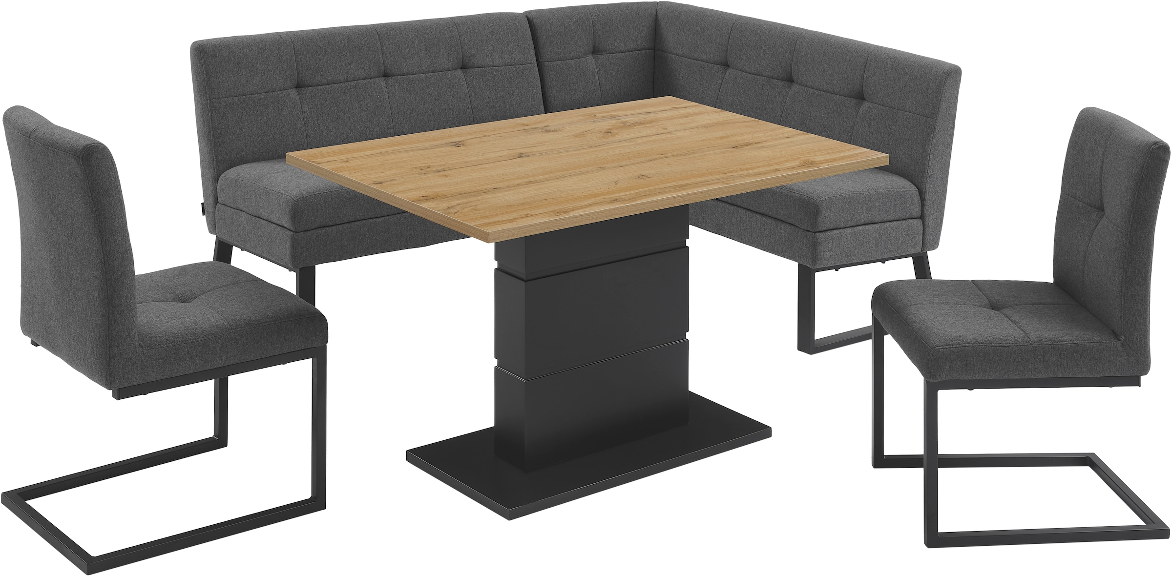 Home affaire Eckbank »Geranie, Sitzbank, Essbank, pflegeleichter Strukturstoff« Eckbank inkl. Stauraum, Pulverbeschichtetes Metallgestell