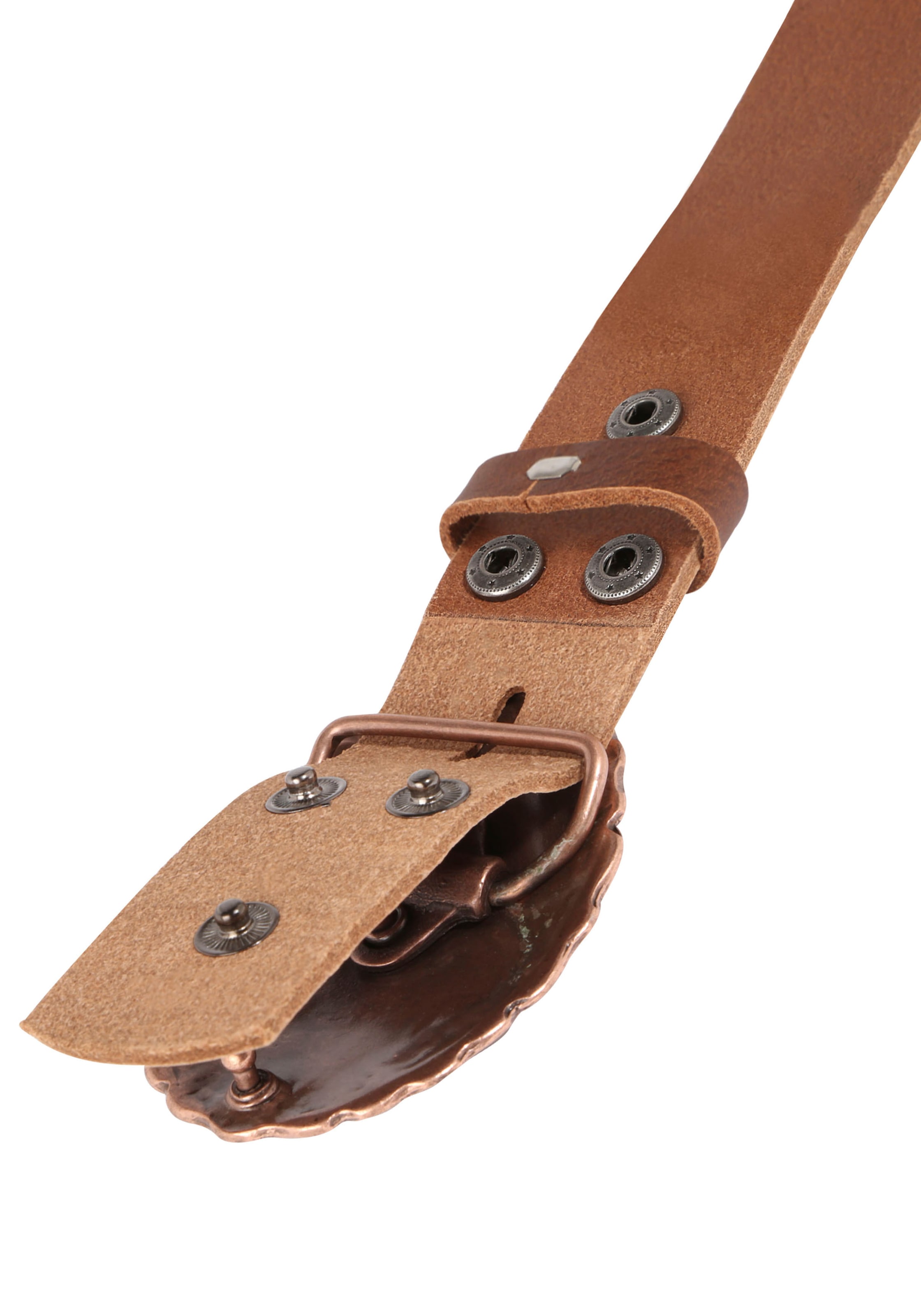 Rettungsring Gürtel Ledergürtel mit austauschbarer Schließe »Oval Nieten Kupfer«