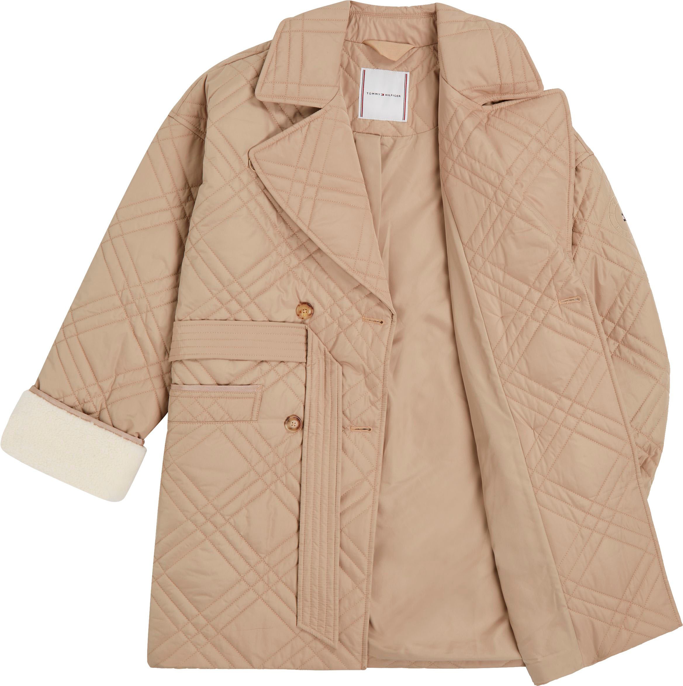 Tommy Hilfiger Steppmantel »QUILTED SHORT TRENCH«, mit Bindegürtel und Tommy Hilfiger Markenlabel