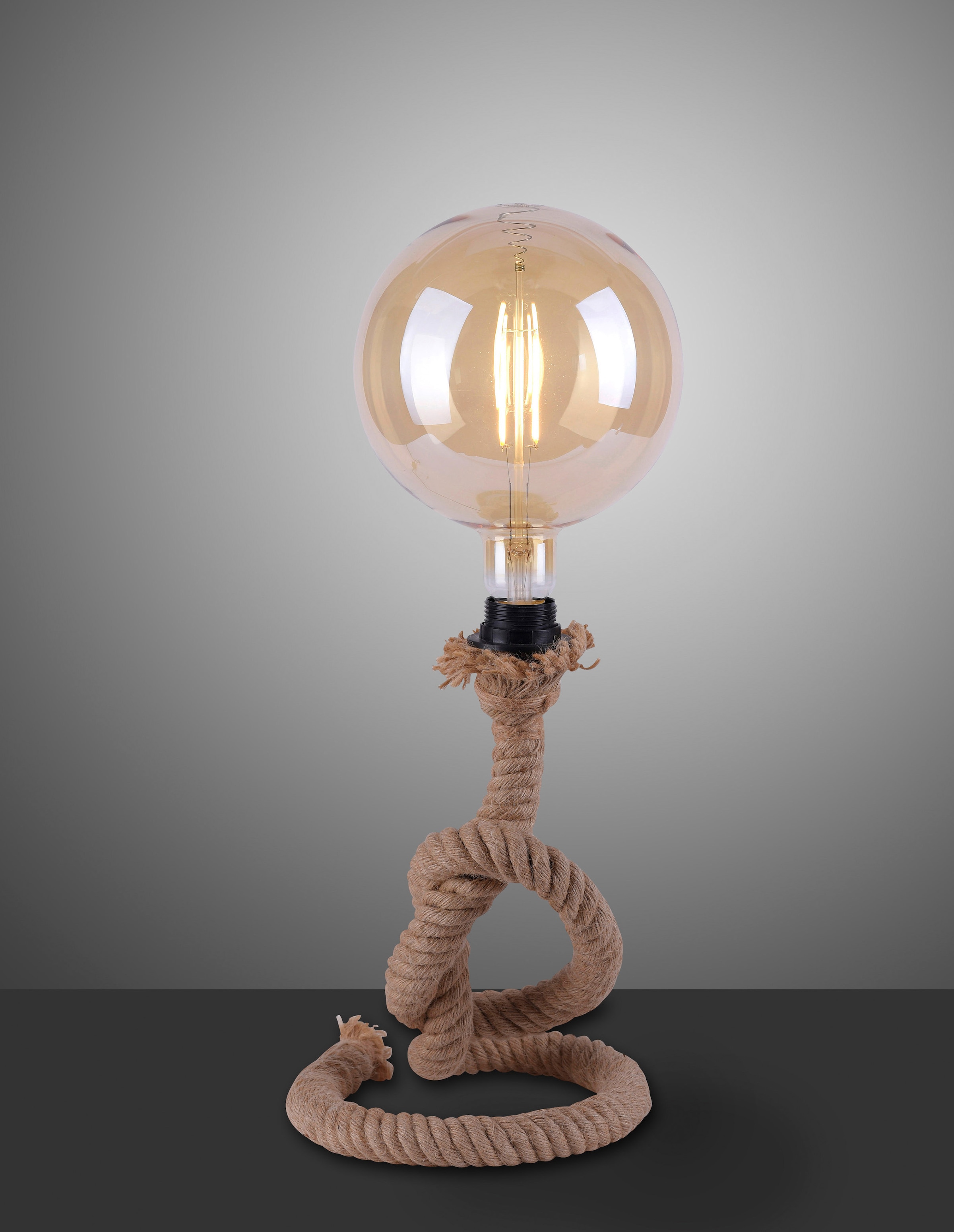 JUST LIGHT Tischleuchte »ROPE«, 1 flammig, Leuchtmittel E27 | ohne Leuchtmittel, Seil Optik
