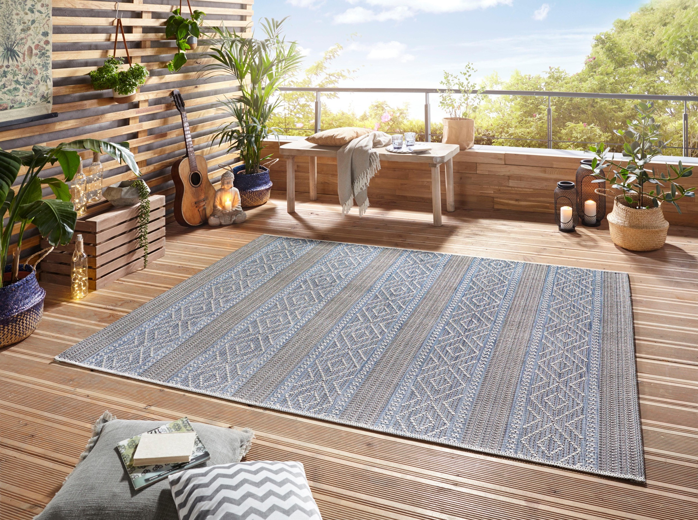 ELLE DECORATION Teppich »Rhone«, rechteckig, 4 mm Höhe, In-und Outdoor geeignet, Strapazierfähig und pflegeleicht, Flachgewebe