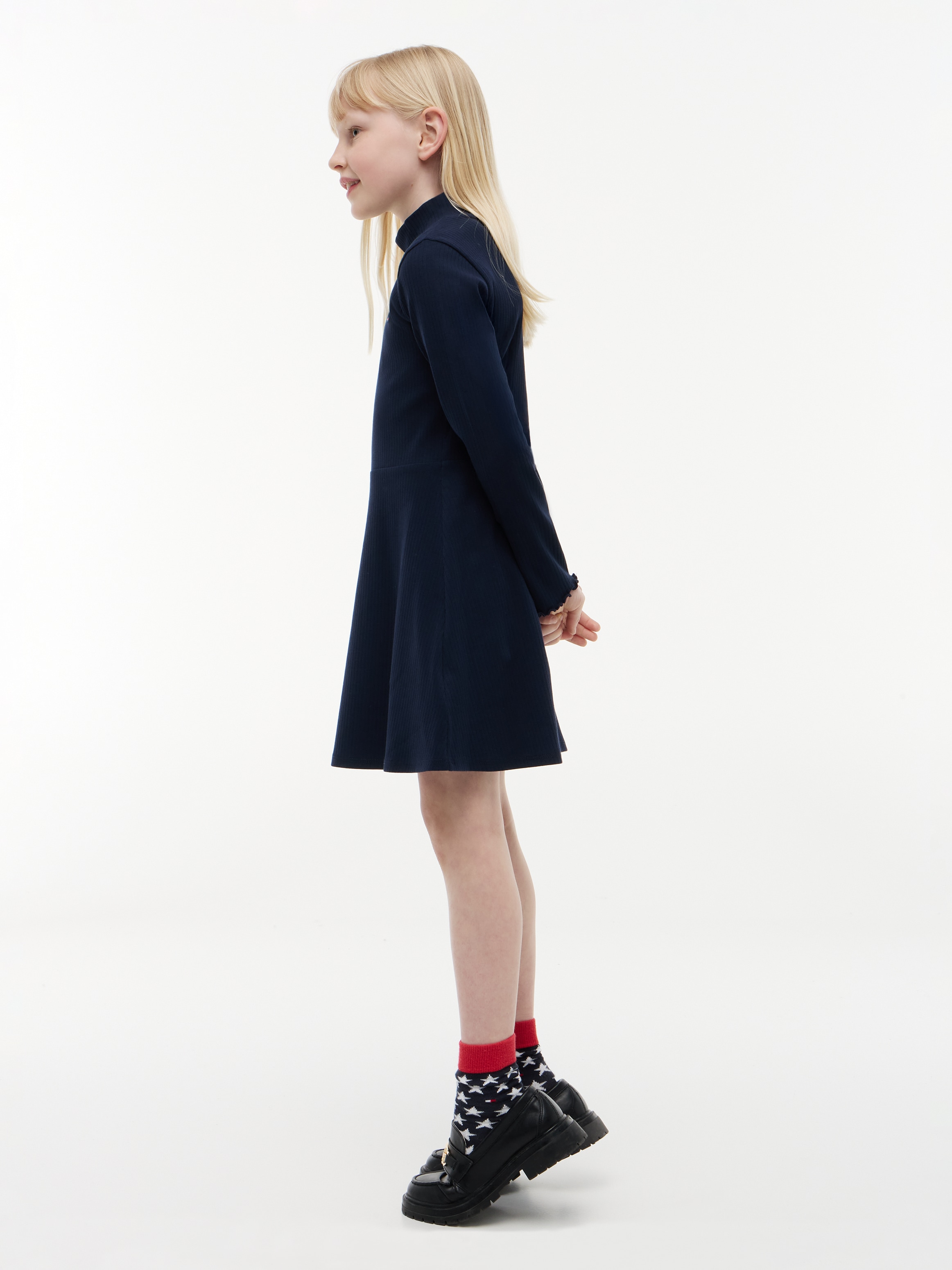Tommy Hilfiger Skaterkleid Ohne Taschen Stehkragen, Regular Fit, Kinder bis 16 Jahre
